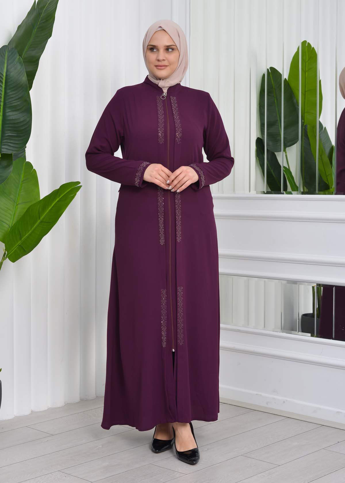 Big Size Womens Abaya 624 - lilac