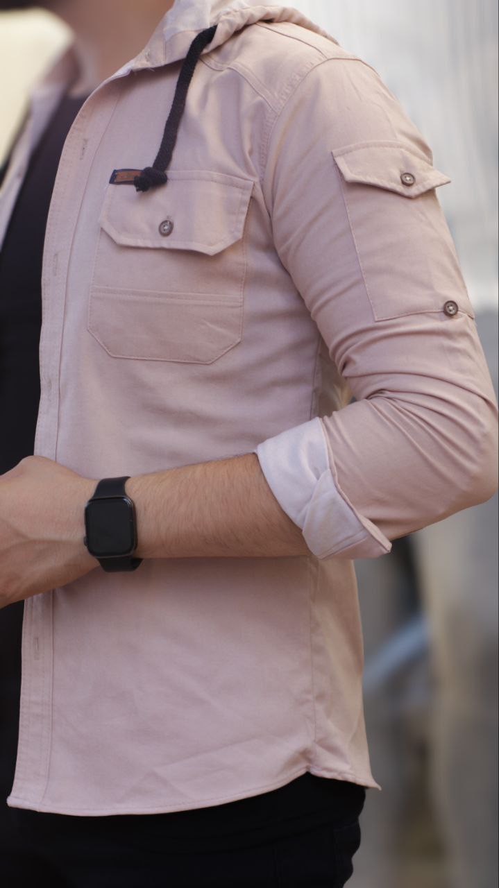 Mens Linen Shirt with Full Buttons - Model 2400 - beige