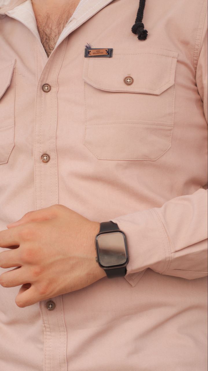 Mens Linen Shirt with Full Buttons - Model 2400 - beige