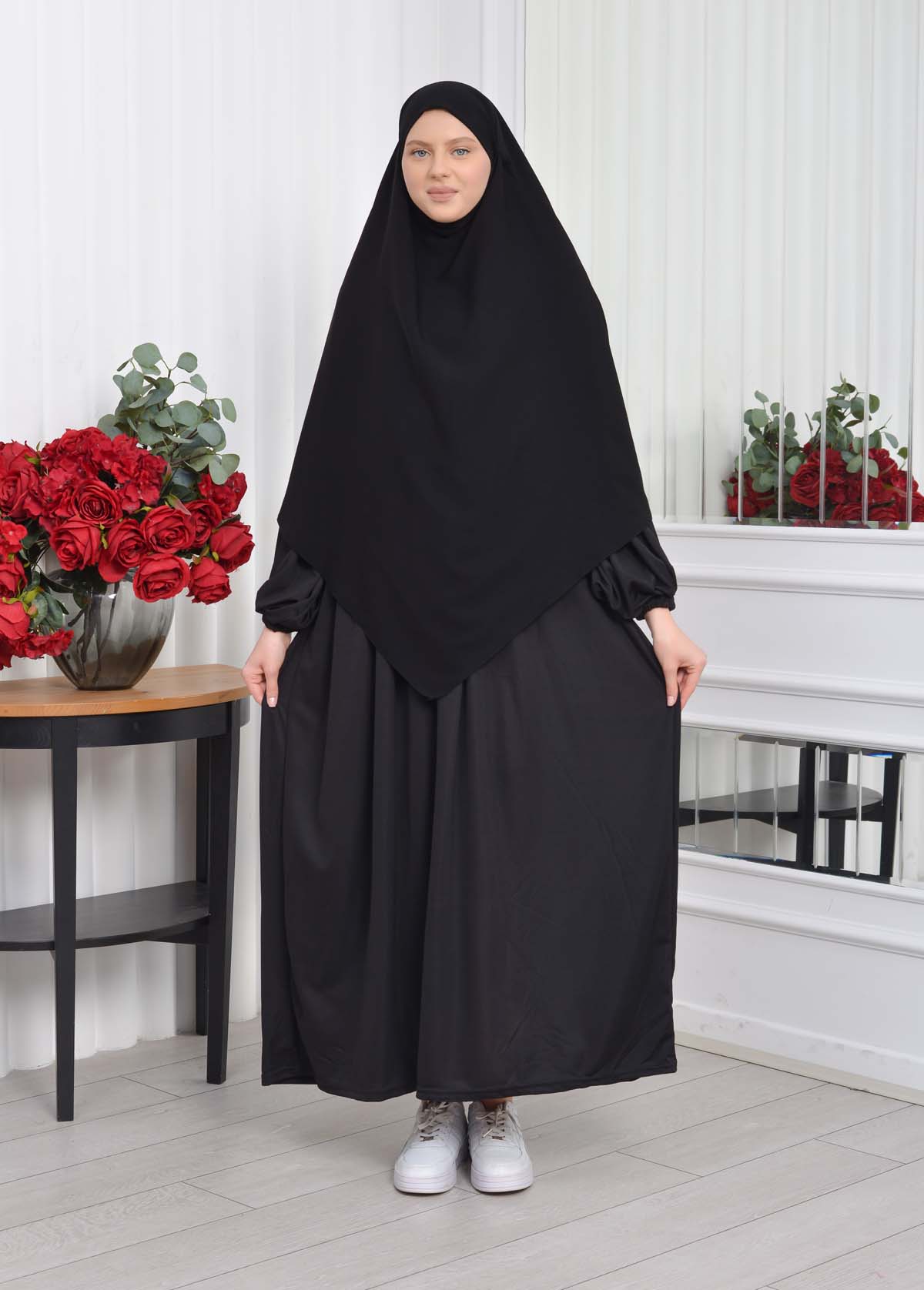 Casual Hijab Dress Suit 2 Pieces 828 - black