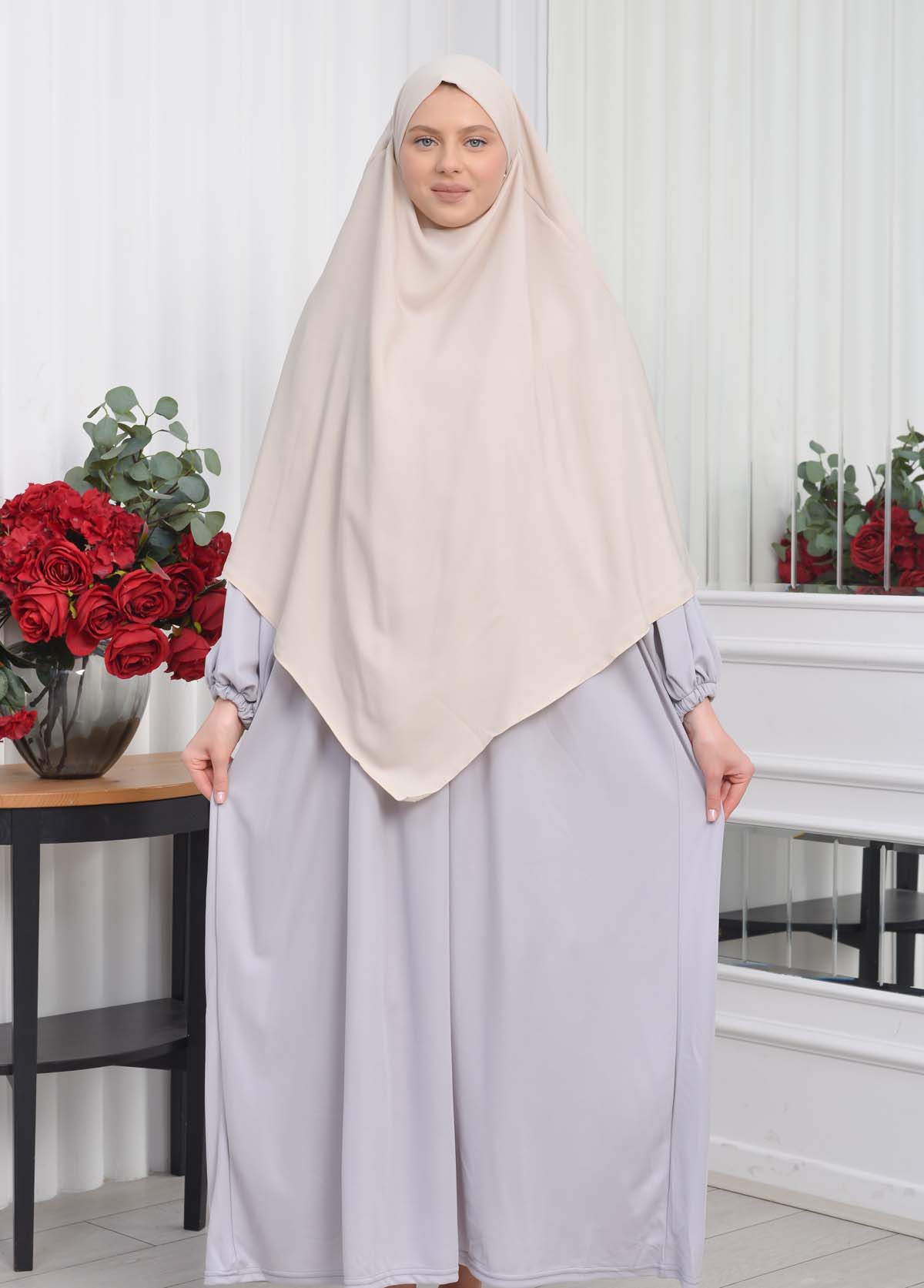 Casual Hijab Dress Suit 2 Pieces 828 - gray