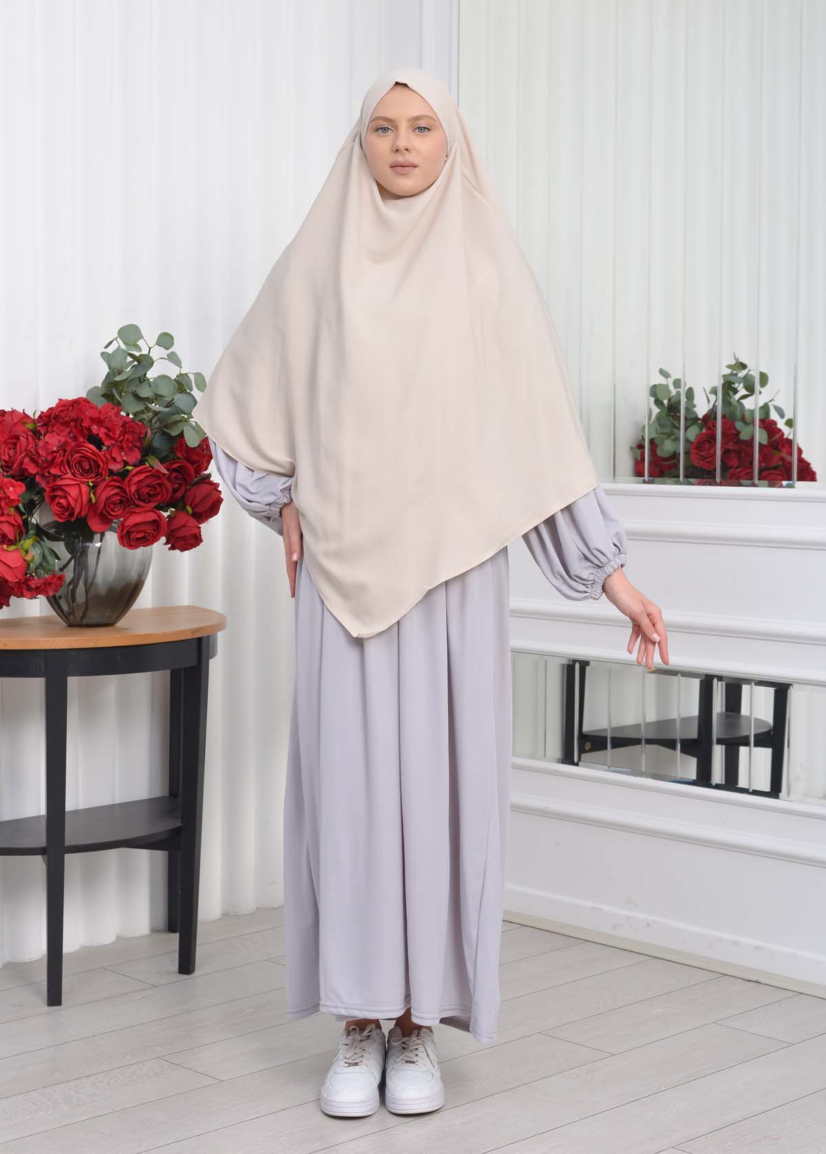 Casual Hijab Dress Suit 2 Pieces 828 Gri