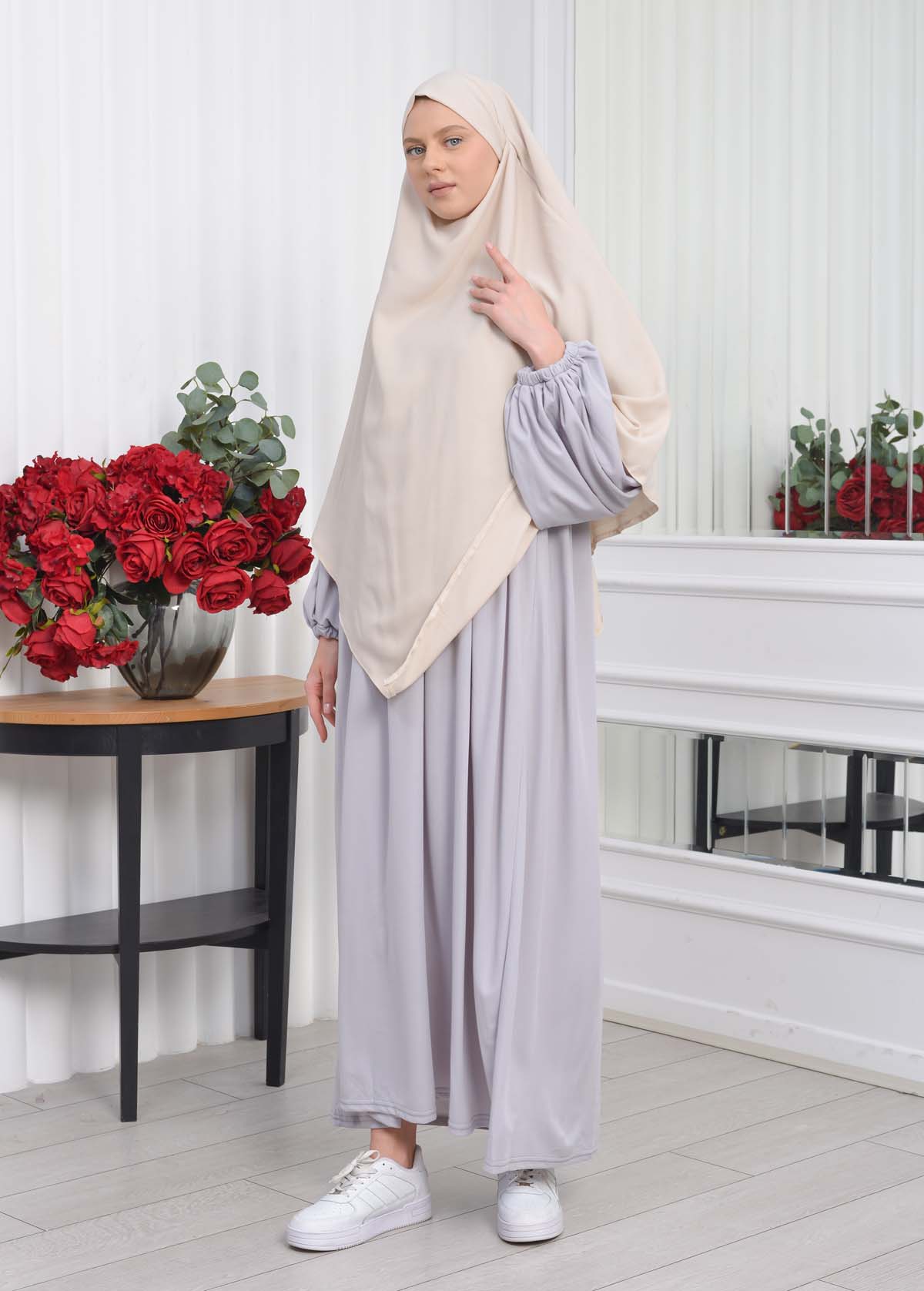 Casual Hijab Dress Suit 2 Pieces 828 Gri