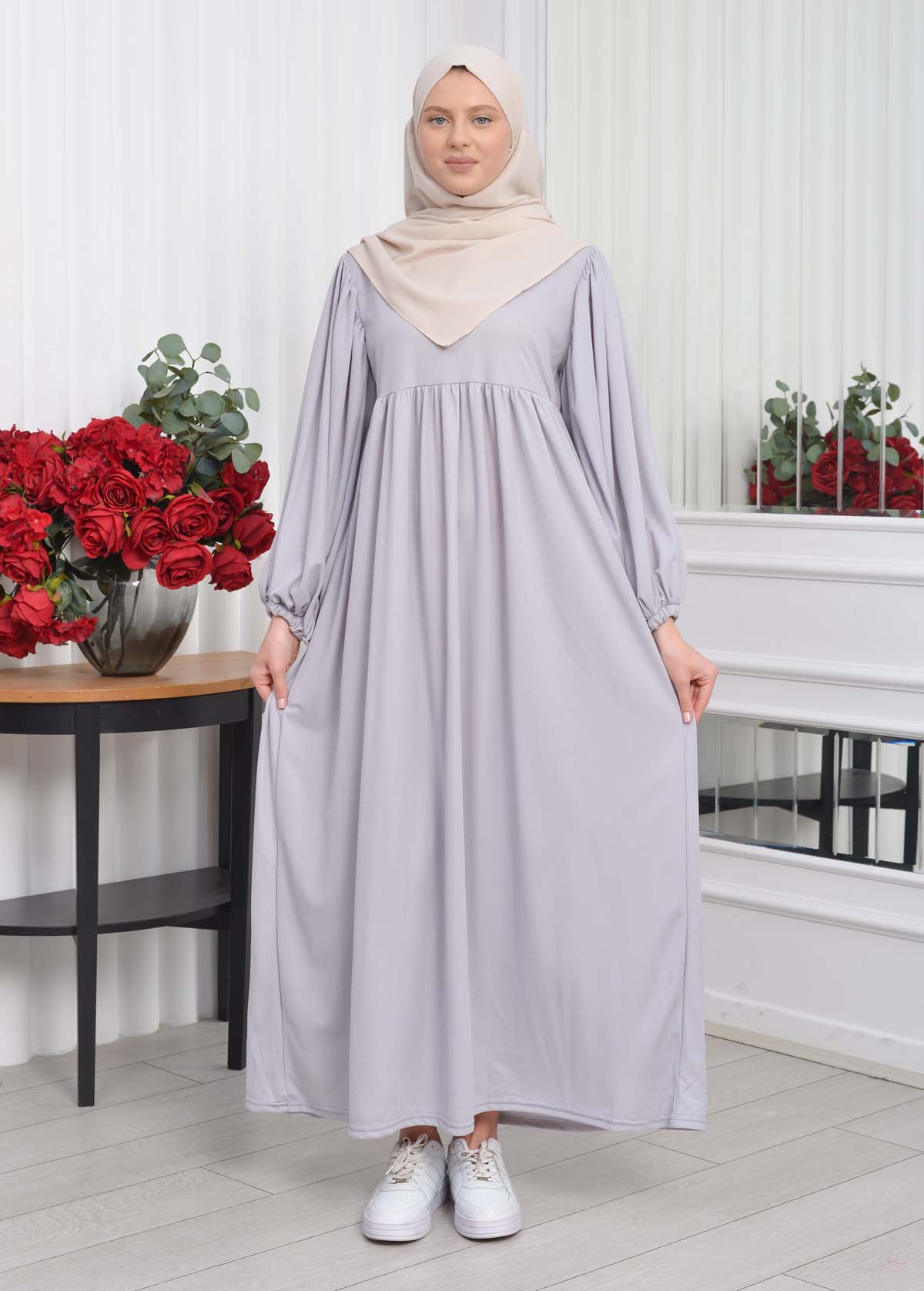 Casual Hijab Dress Suit 2 Pieces 828 Gri 0082801800 998 HIJAB CLOTHING Islamic Hijab Wear Moda Mix