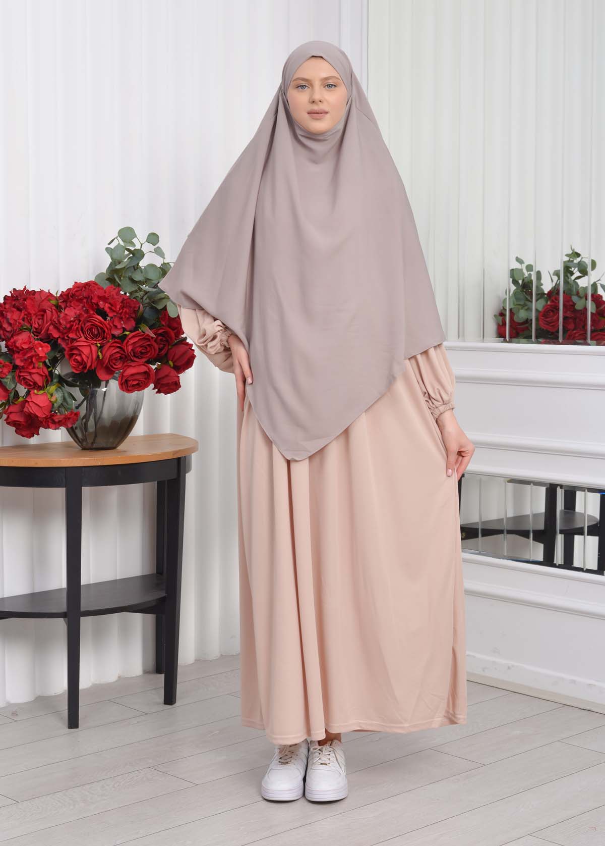 Casual Hijab Dress Suit 2 Pieces 828 Bej