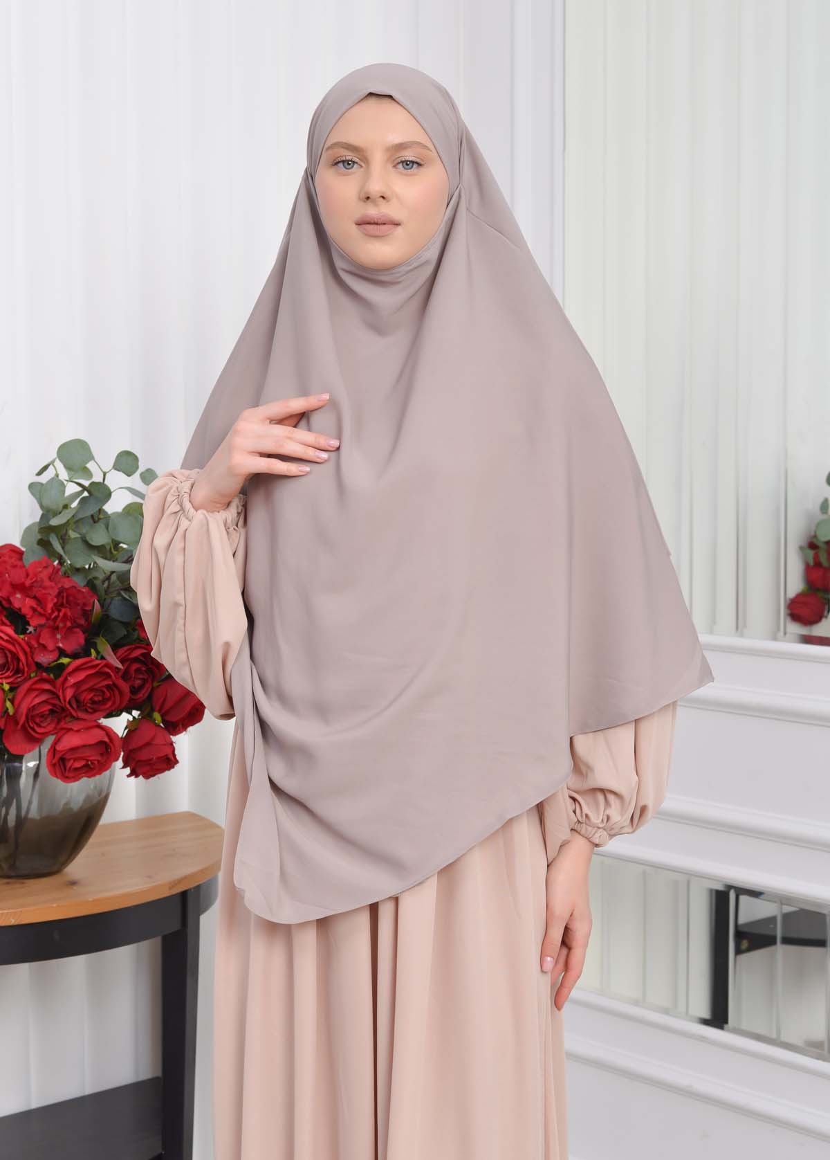 Casual Hijab Dress Suit 2 Pieces 828 Bej