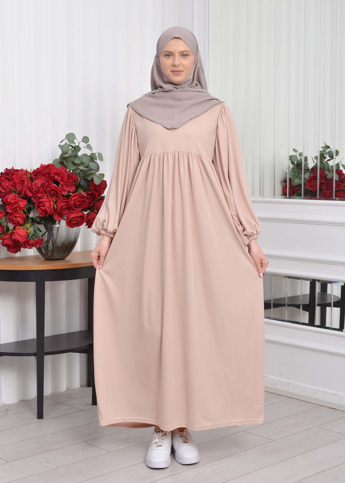 Casual Hijab Dress Suit 2 Pieces 828 Bej