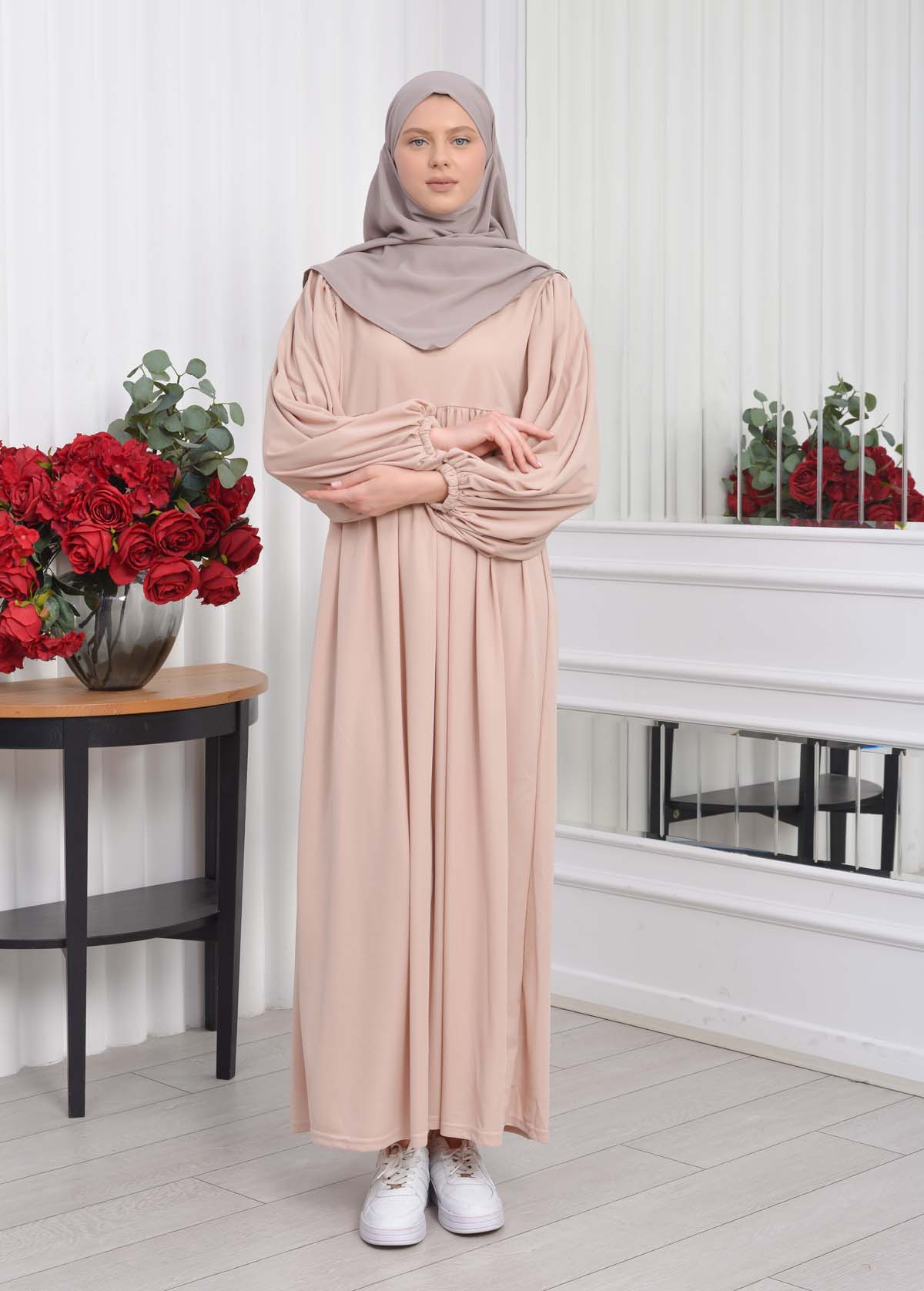 Casual Hijab Dress Suit 2 Pieces 828 Bej 0082801800 987 HIJAB CLOTHING Islamic Hijab Wear Moda Mix