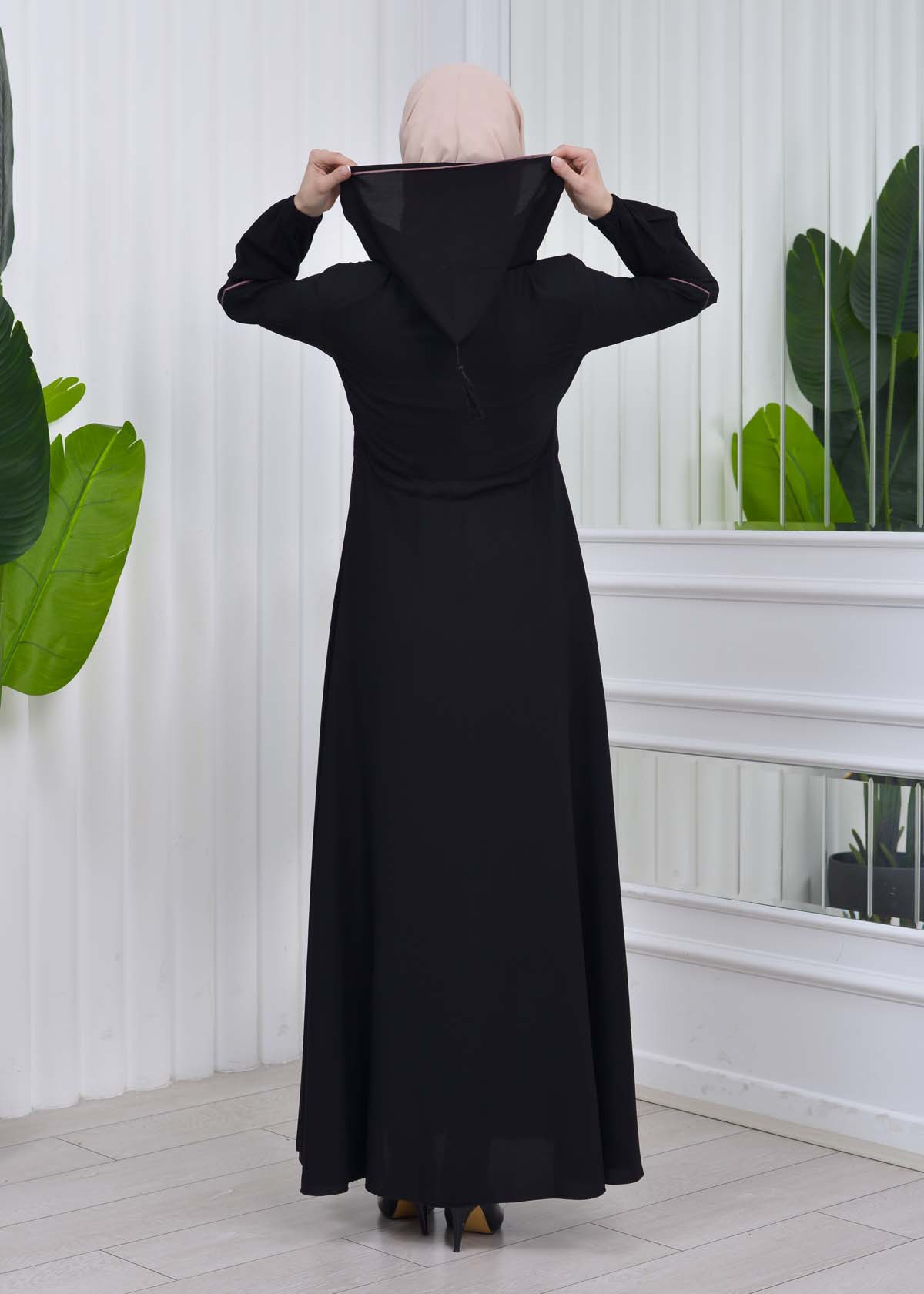 Women's Hooded Abaya with Detachable Belt 605 Lila