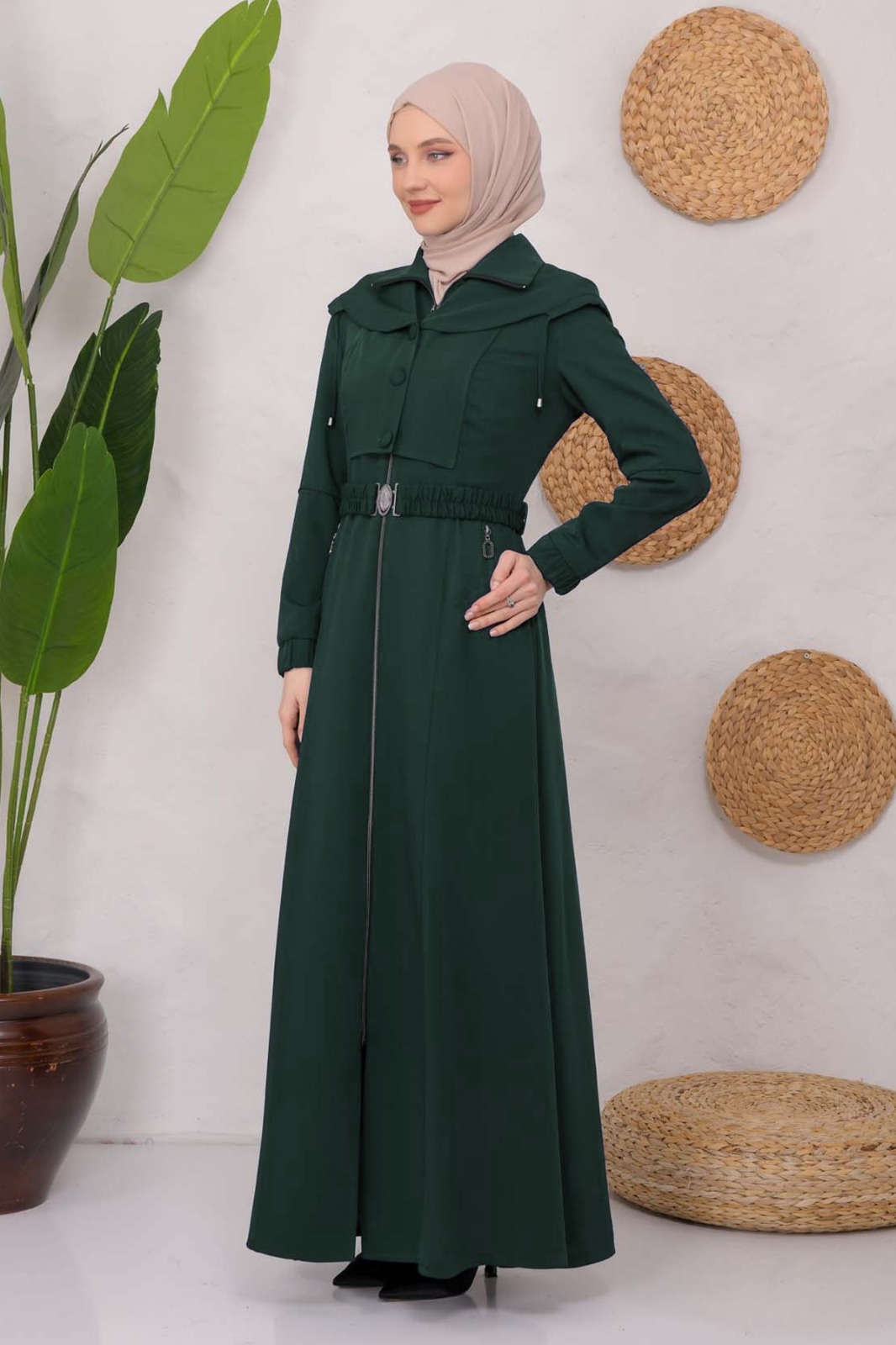 Modest Topcoat With Buttoned Detail 1220 - dark teal