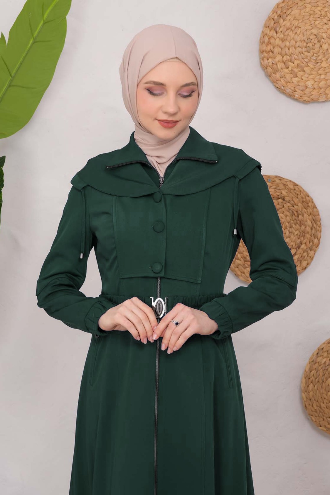 Modest Topcoat With Buttoned Detail 1220 - dark teal