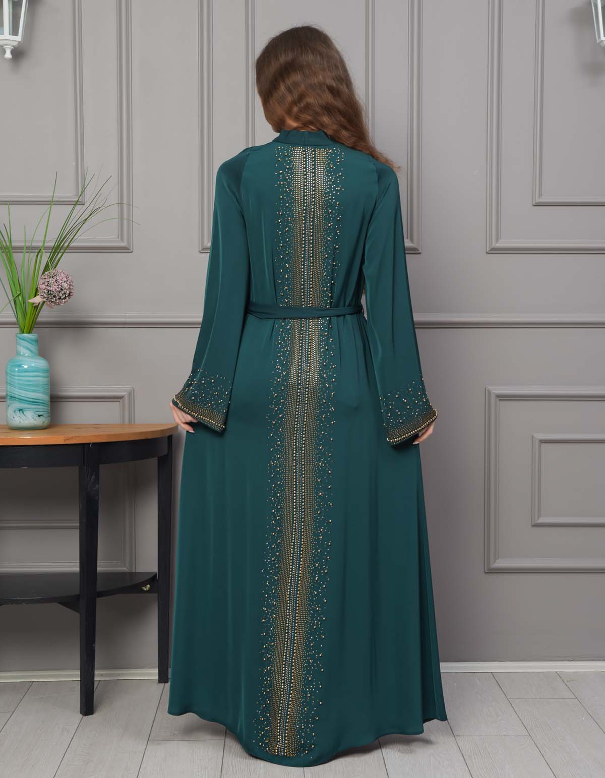 Diamond-Studded Modest Abaya 679 - green