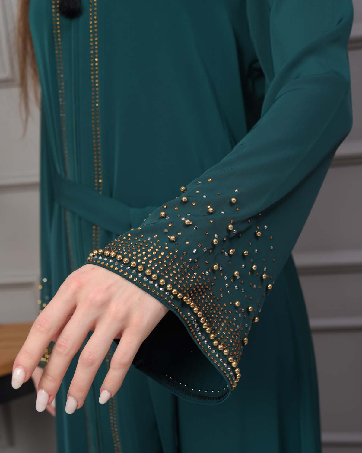 Diamond-Studded Modest Abaya 679 - green