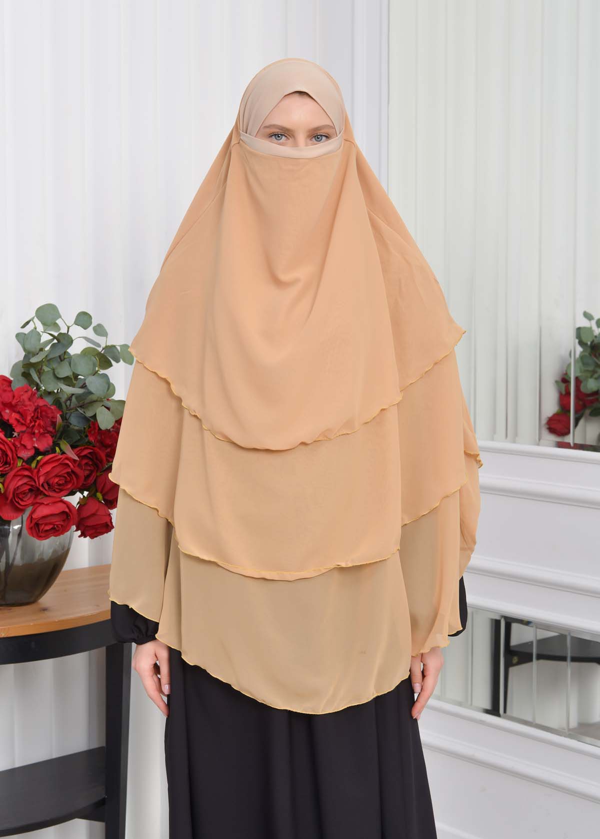 Chiffon Hijab Ready Made Veiled Practical Scarf 3 Layer - Cover Souffle 827 somon