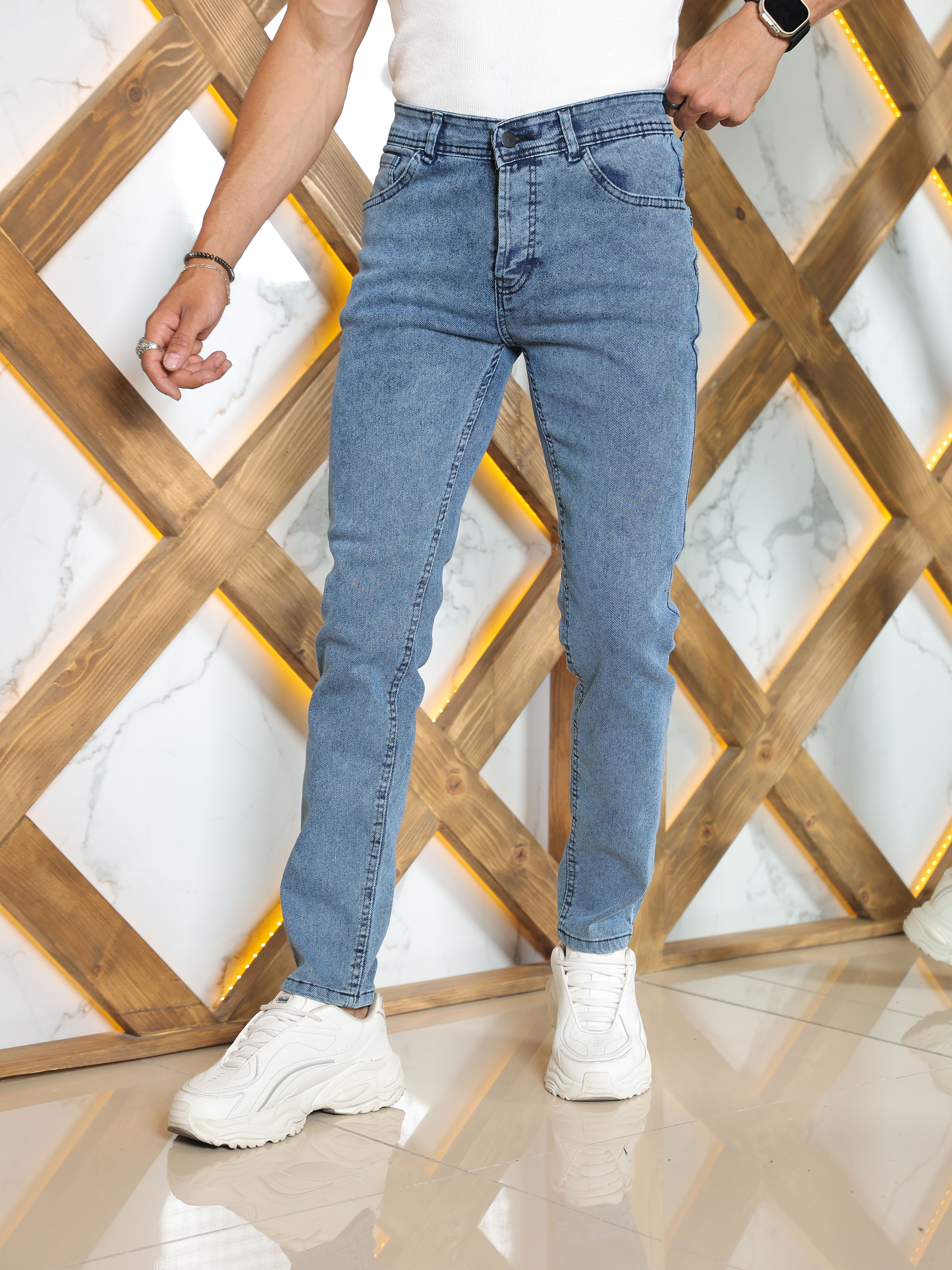 Slim Fit Men Jeans kod 2000 - sky blue