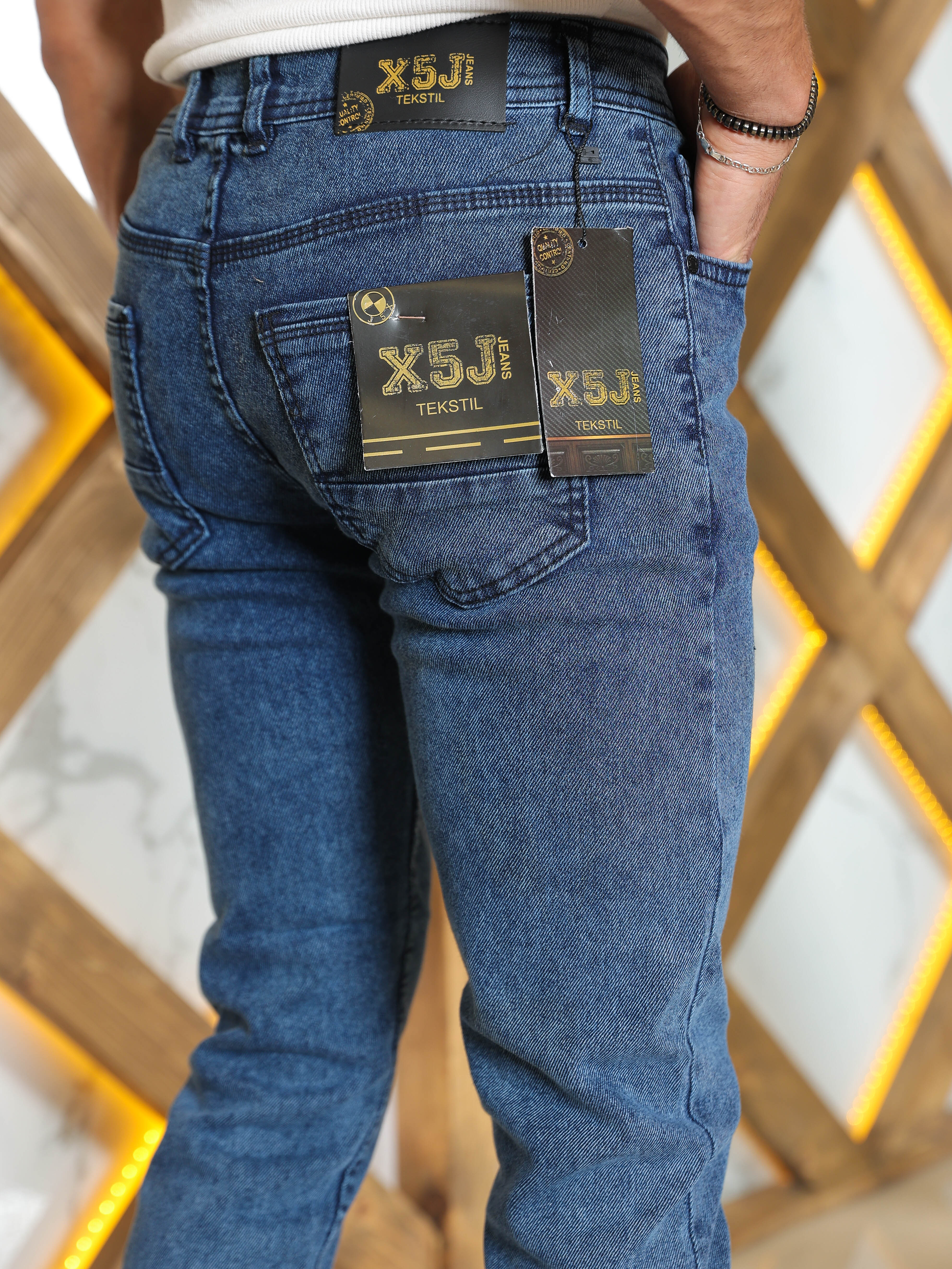 Slim Fit Men Jeans kod 2000 - blue