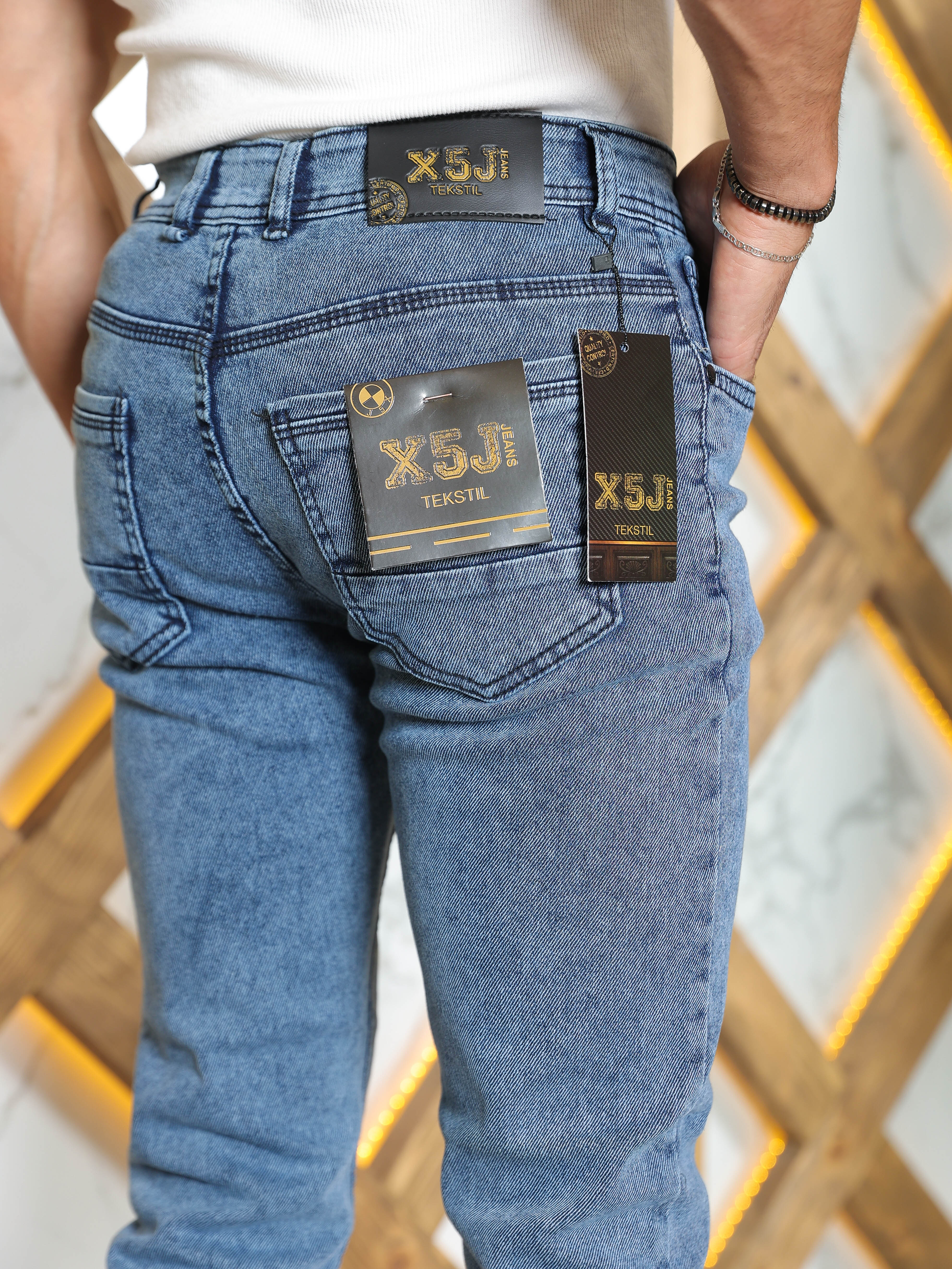 Slim Fit Erkek Jean Pantolon kod 2000 - Gök mavi