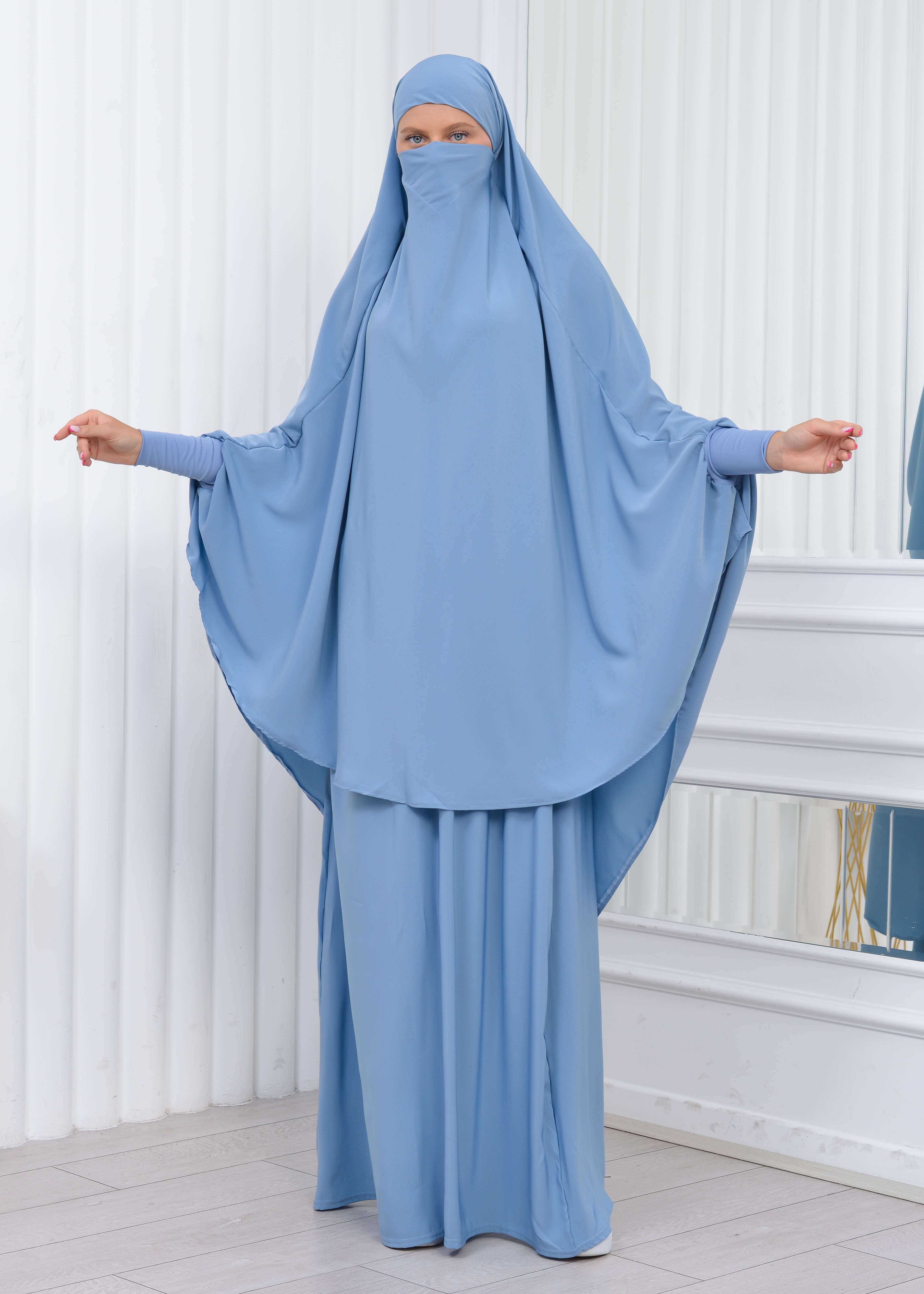 ISLAMIC WEARING Hijab 2Pieces Madine LIGRA Sleeve 822 - baby blue