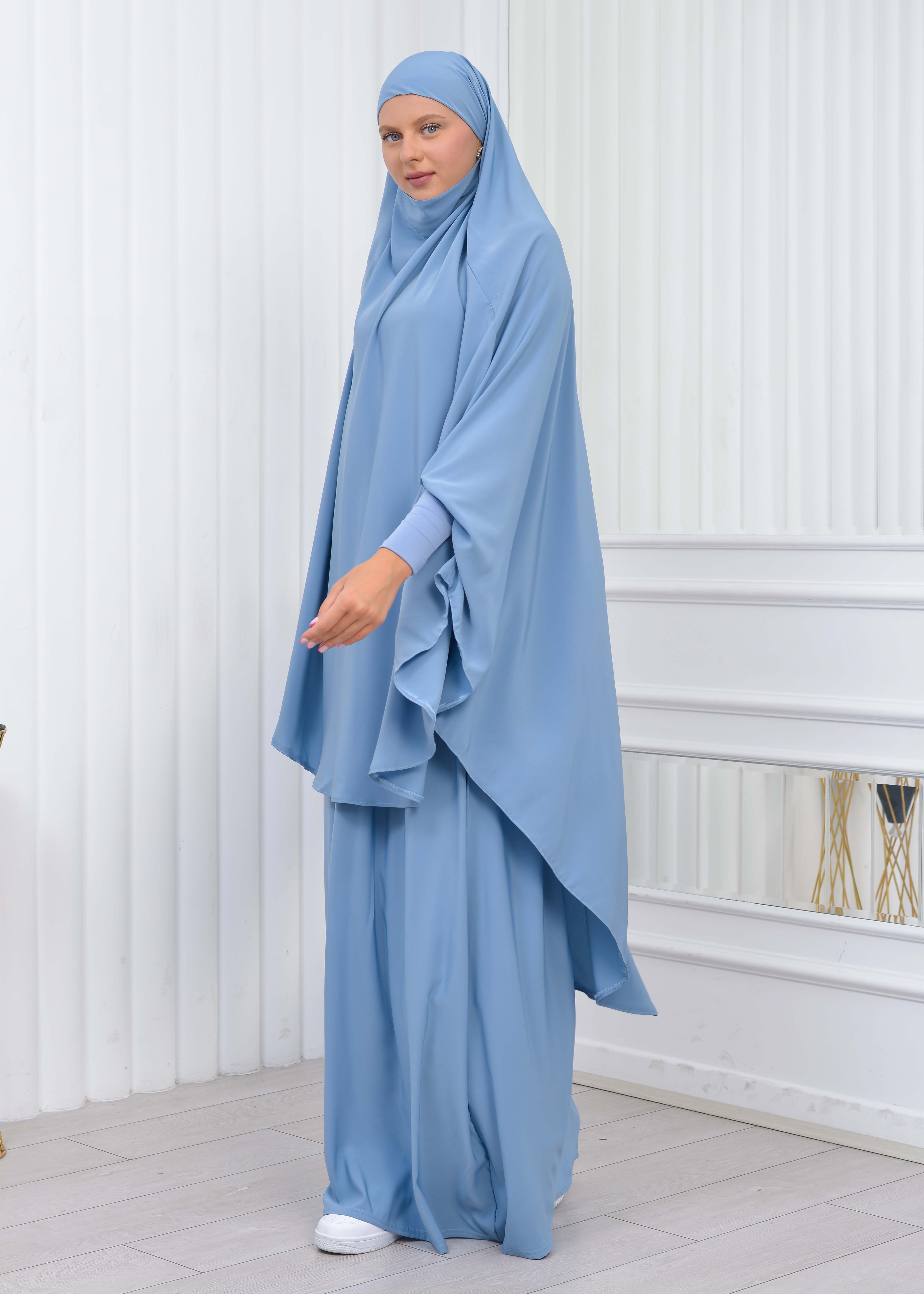 ISLAMIC WEARING Hijab 2Pieces Madine LIGRA Sleeve 822 Bebe Mavi