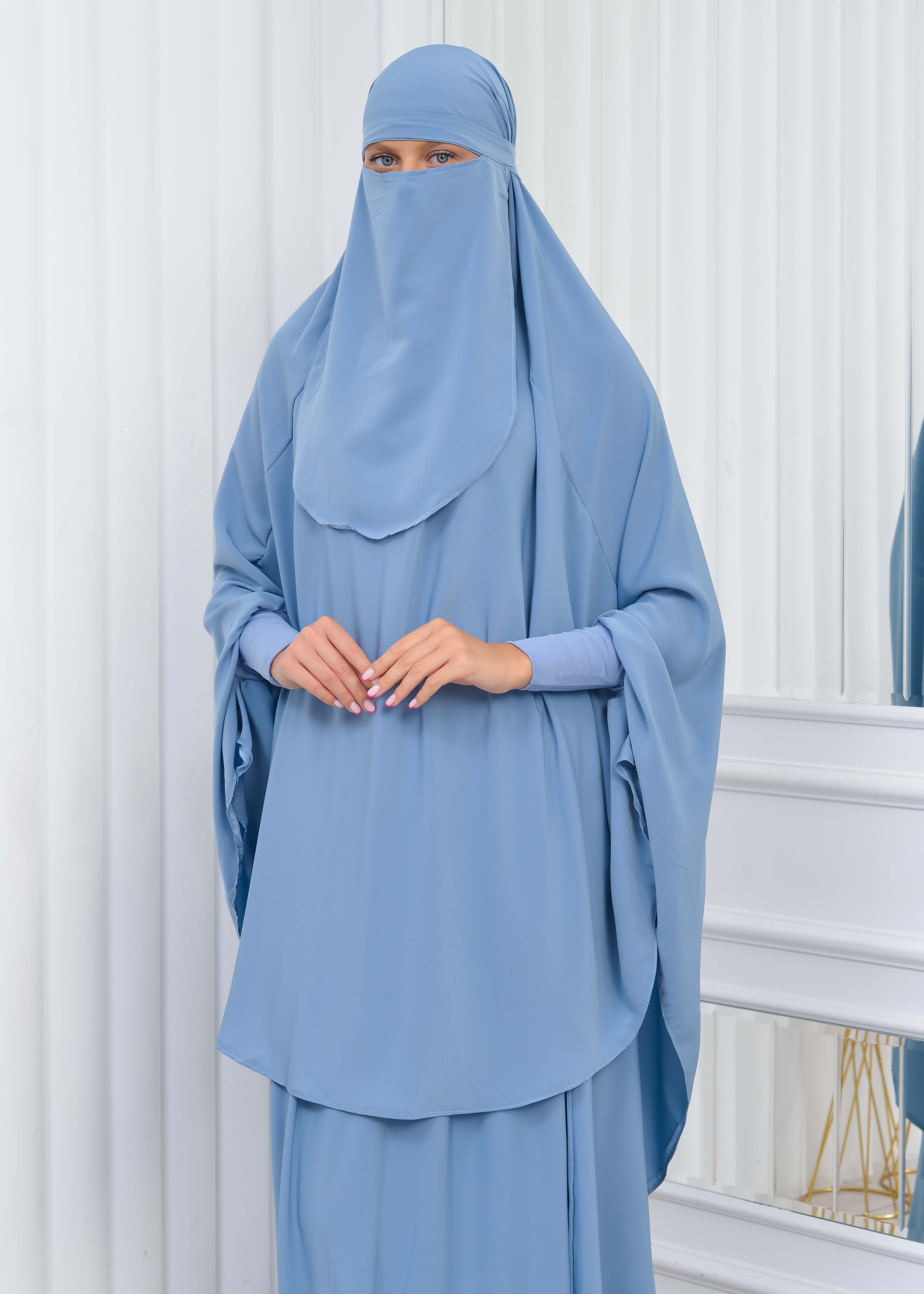 ISLAMIC WEARING Hijab 2Pieces Madine LIGRA Sleeve 822 Bebe Mavi