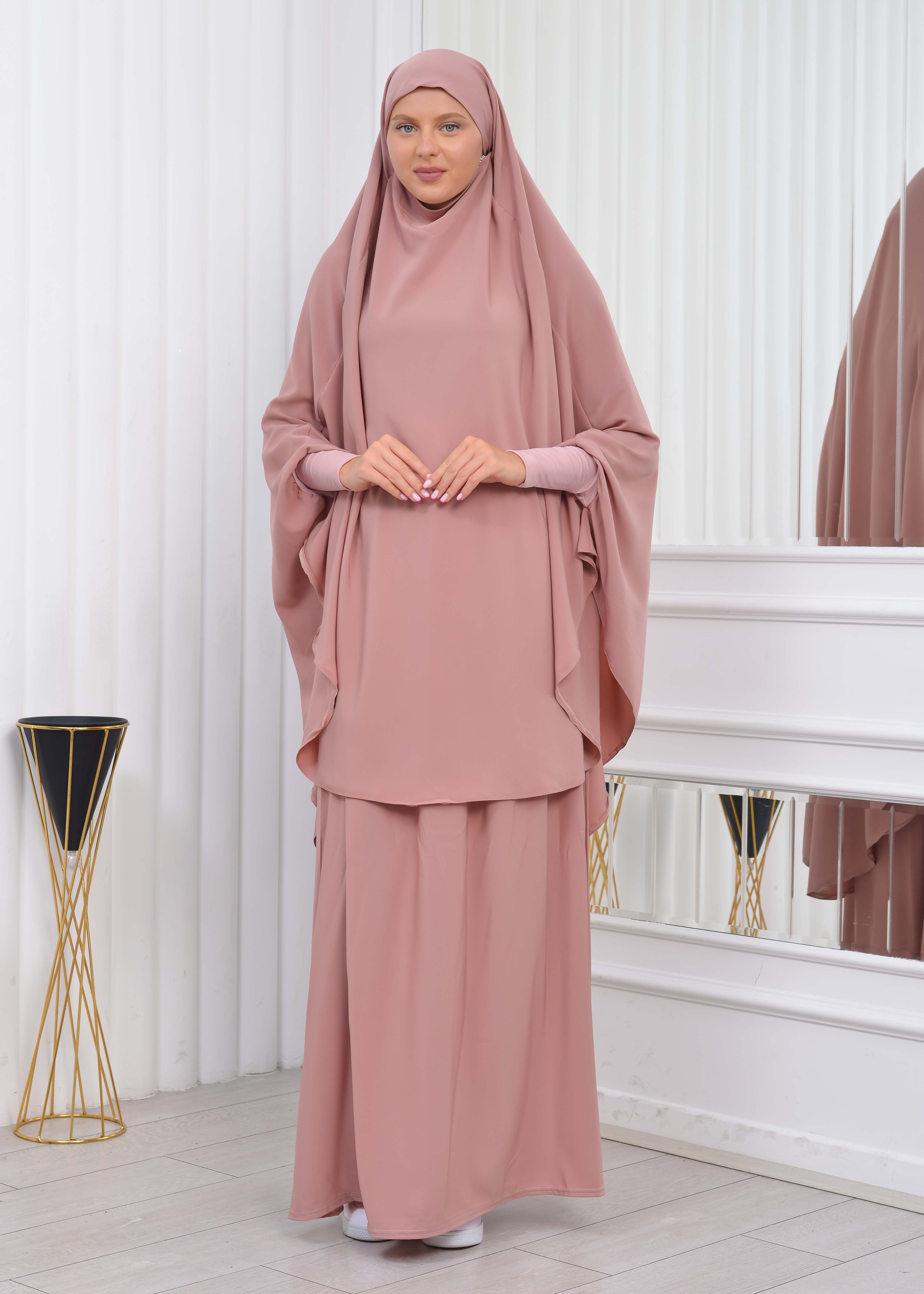 ISLAMIC WEARING Hijab 2Pieces Madine LIGRA Sleeve 822 - powder pink/ dusty pink