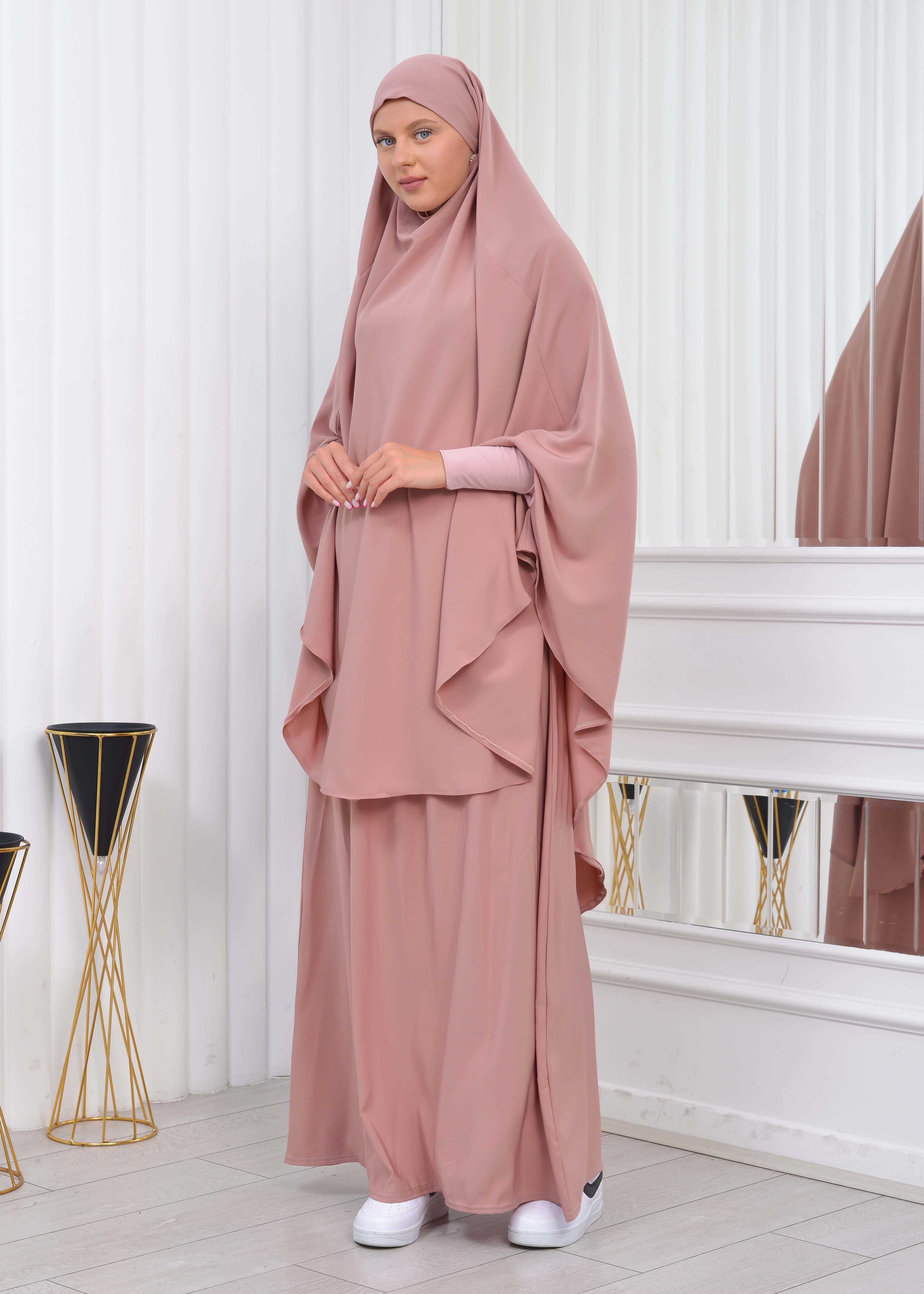 ISLAMIC WEARING Hijab 2Pieces Madine LIGRA Sleeve 822 Pudra