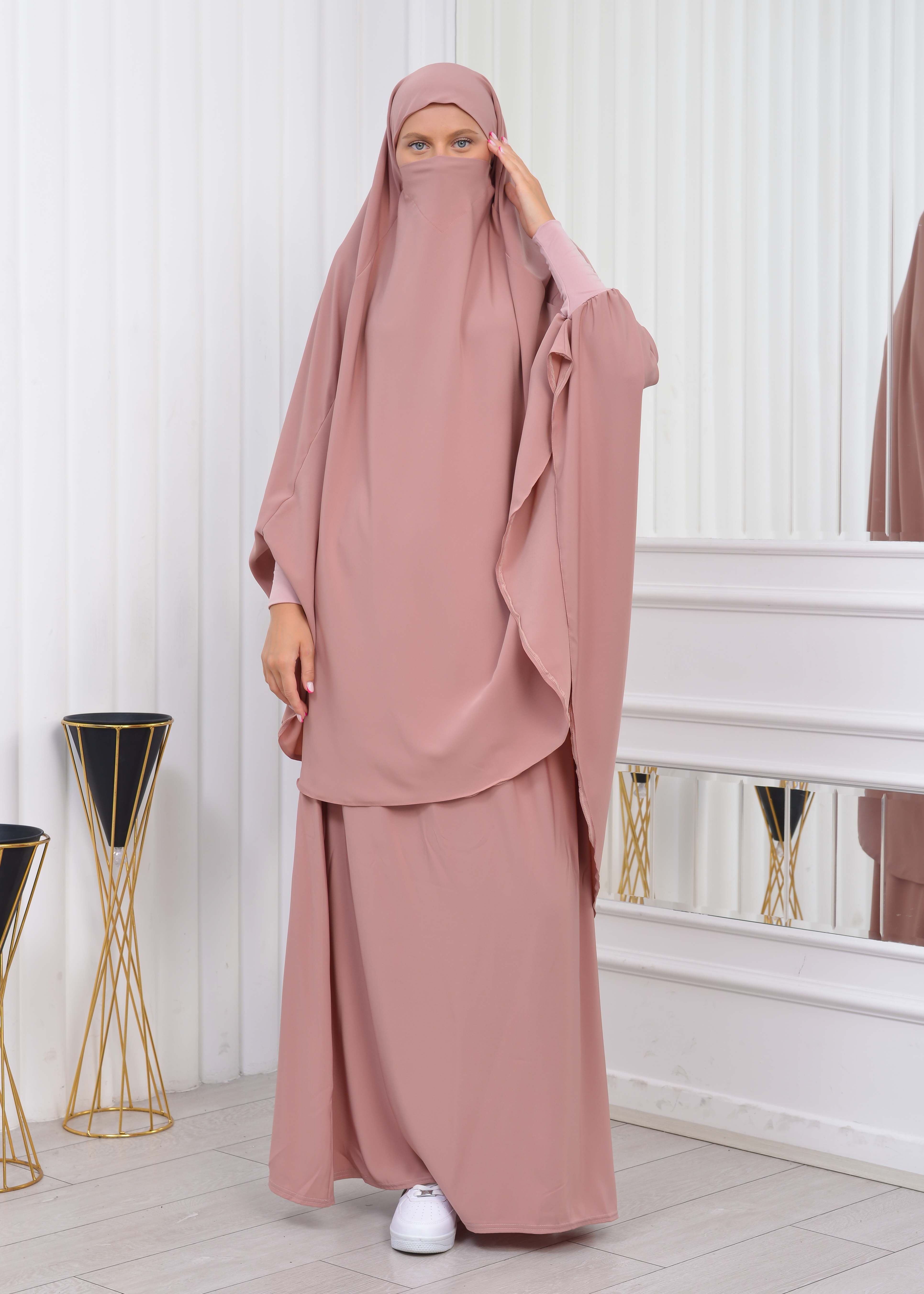 ISLAMIC WEARING Hijab 2Pieces Madine LIGRA Sleeve 822 Pudra