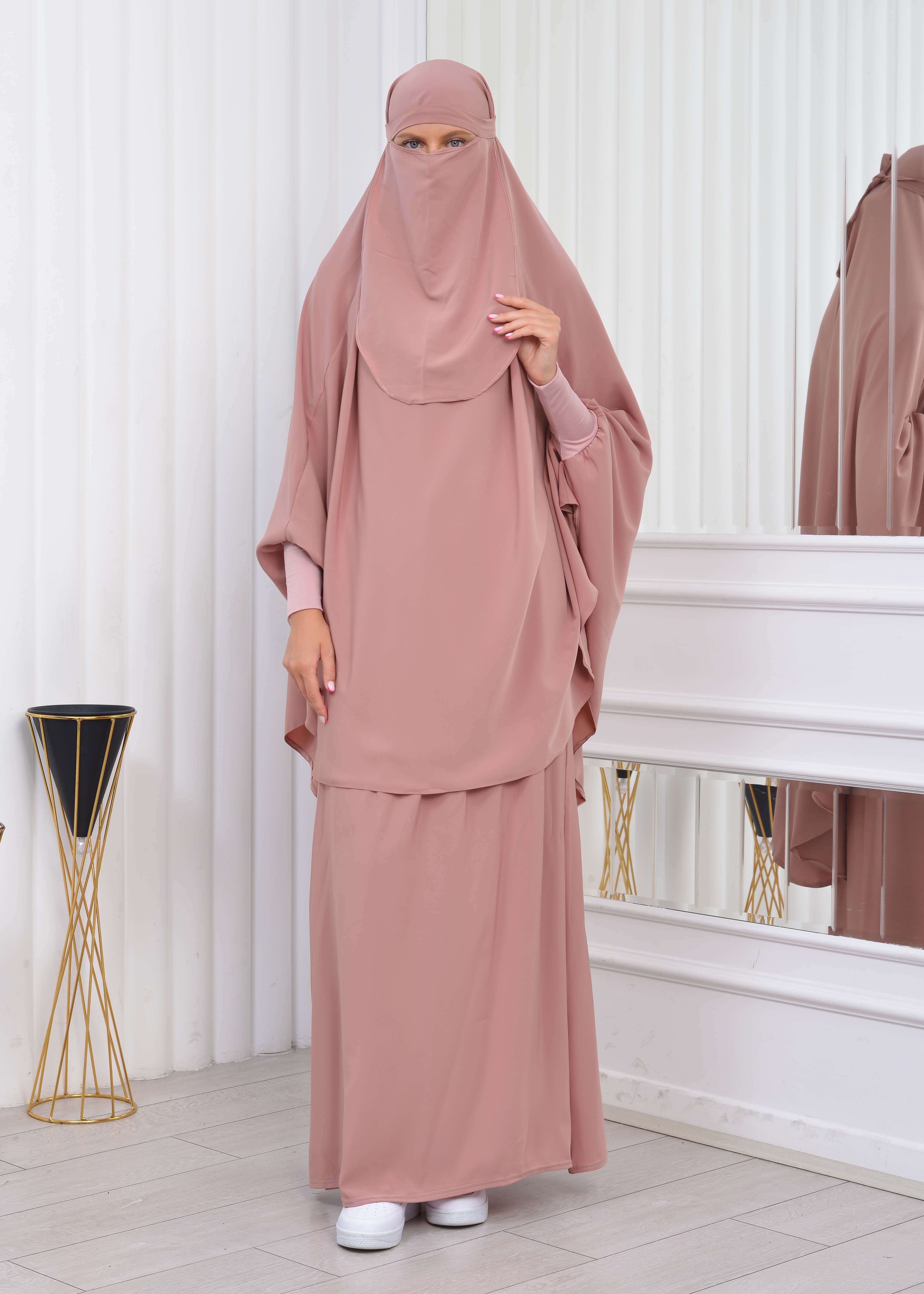 ISLAMIC WEARING Hijab 2Pieces Madine LIGRA Sleeve 822 Pudra