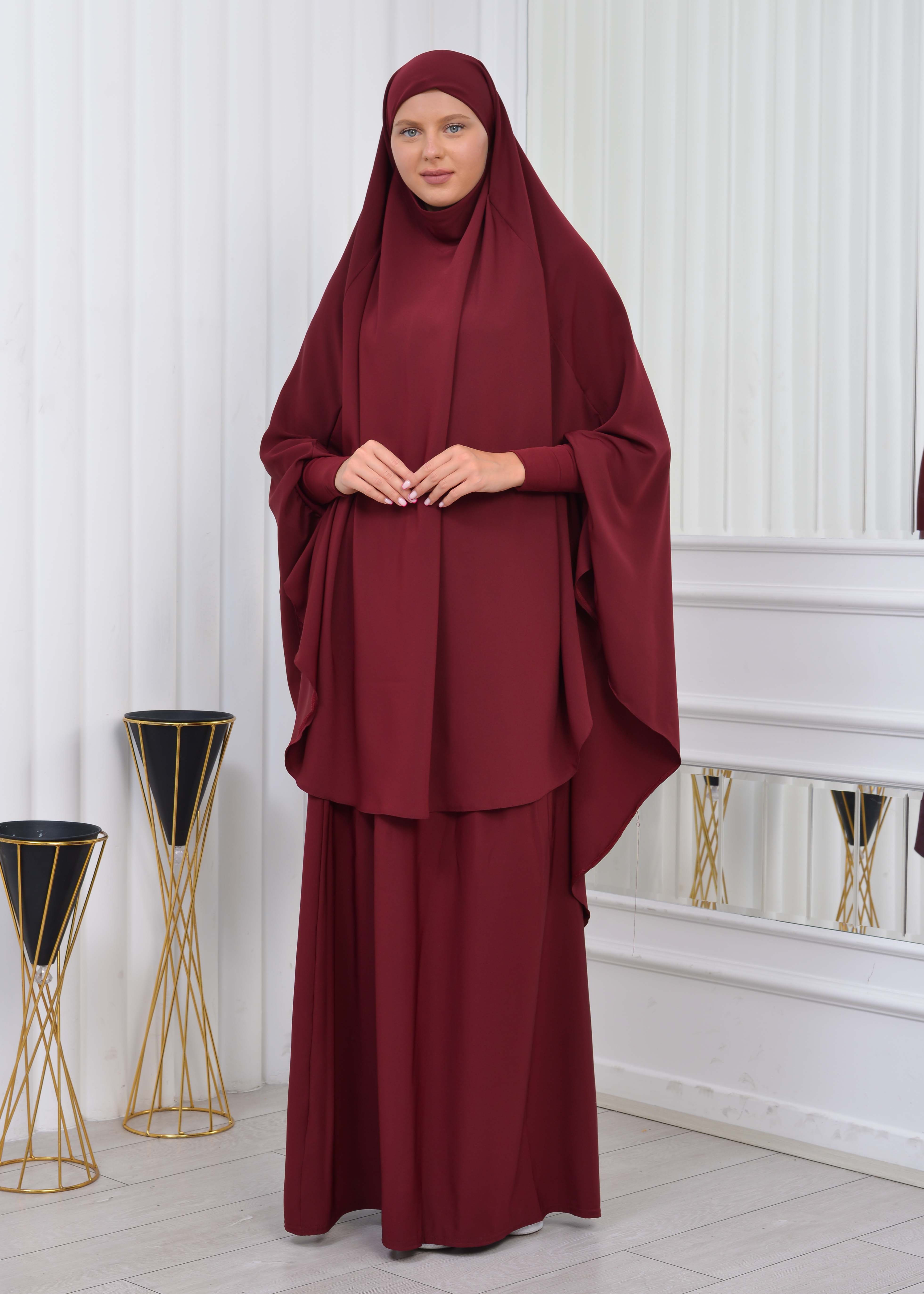 ISLAMIC WEARING Hijab 2Pieces Madine LIGRA Sleeve 822 - burgundy