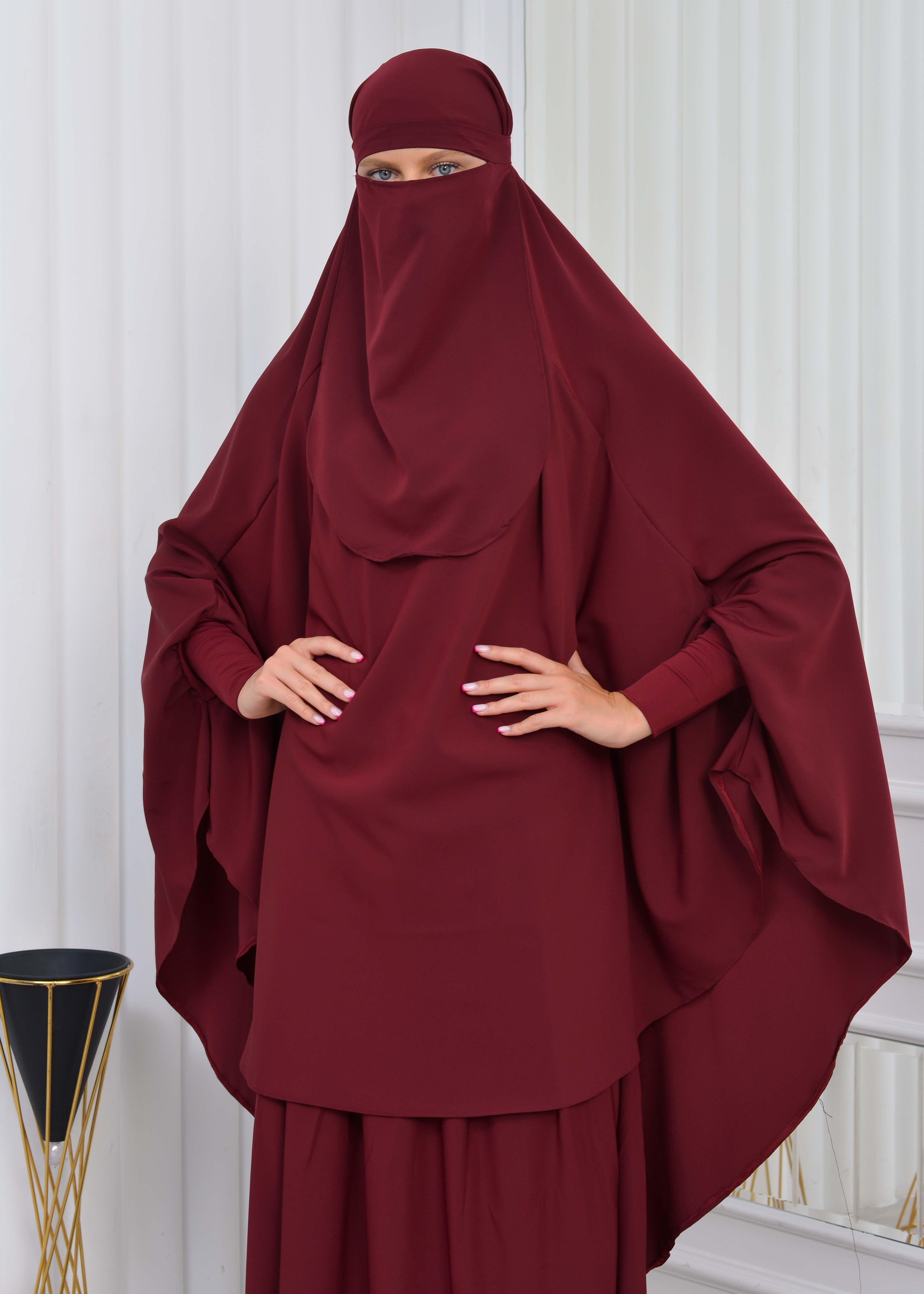 ISLAMIC WEARING Hijab 2Pieces Madine LIGRA Sleeve 822 Bordo