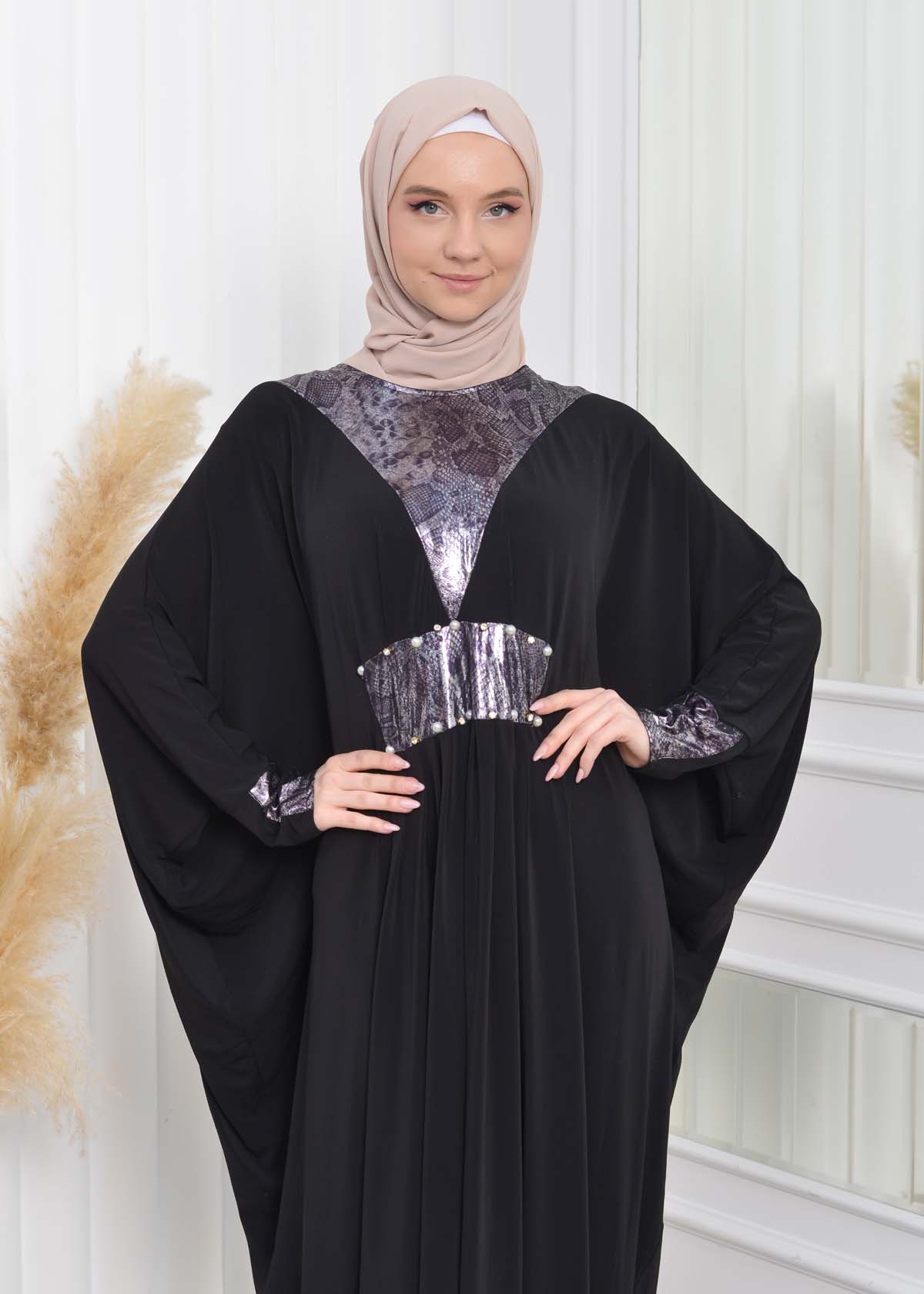 Bat sleeve Hijab Abaya Evening Dress code : 628 Gri