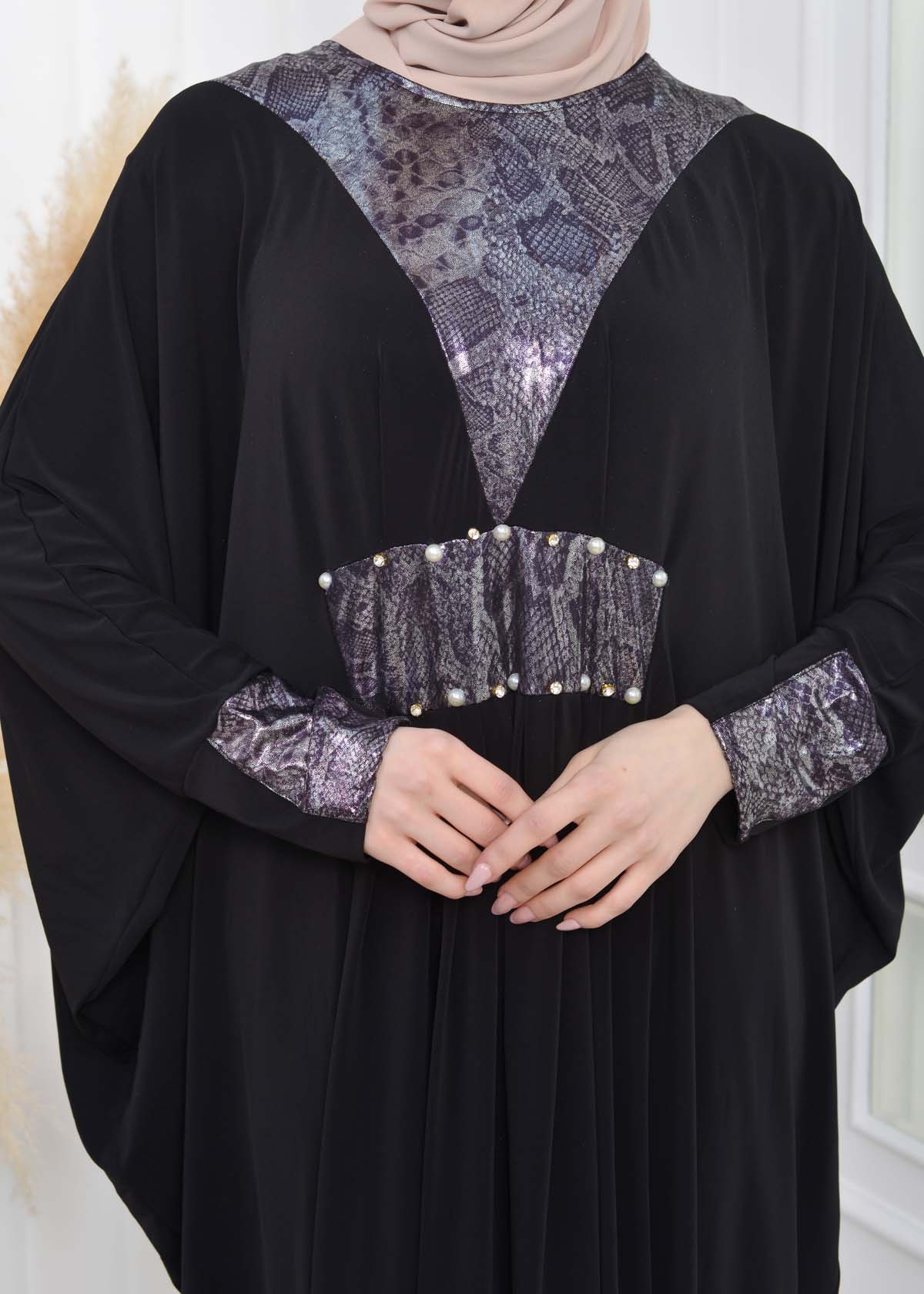 Bat sleeve Hijab Abaya Evening Dress code : 628 Gri