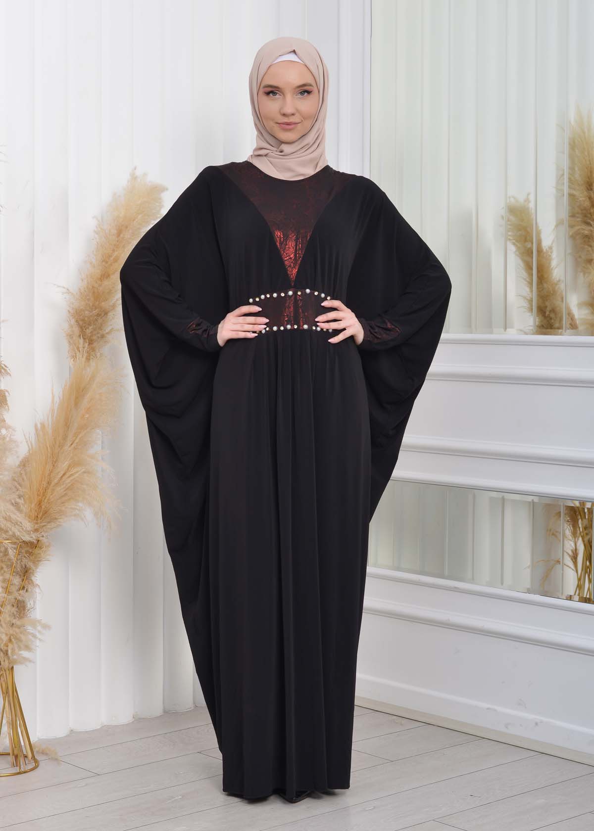 Bat sleeve Hijab Abaya Evening Dress code : 628 Bordo