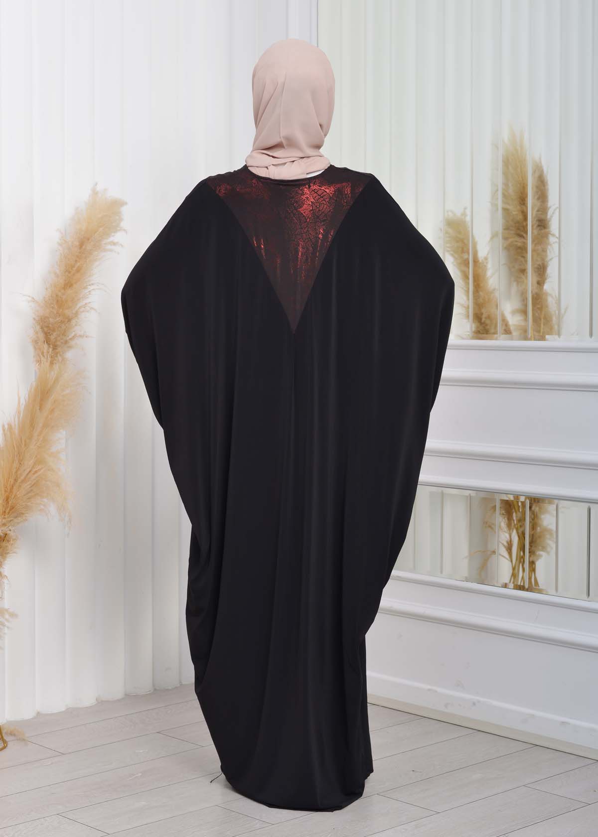 Bat sleeve Hijab Abaya Evening Dress code : 628 Bordo