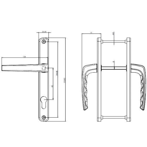 Endow Alüminyum Kapı Kolu  Antrasitgri (Dar) 25/85