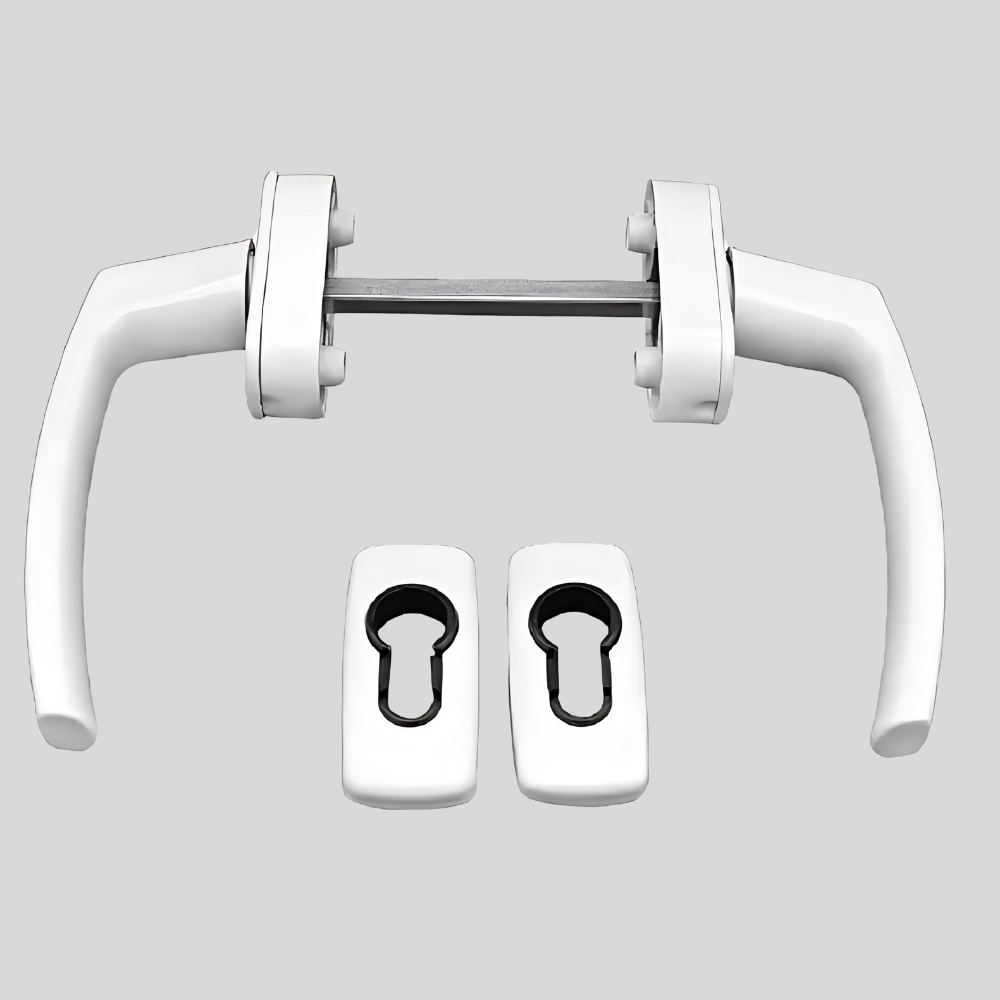 Jumbo Lara Çift Taraflı Rozetli Kapı Kolu Beyaz