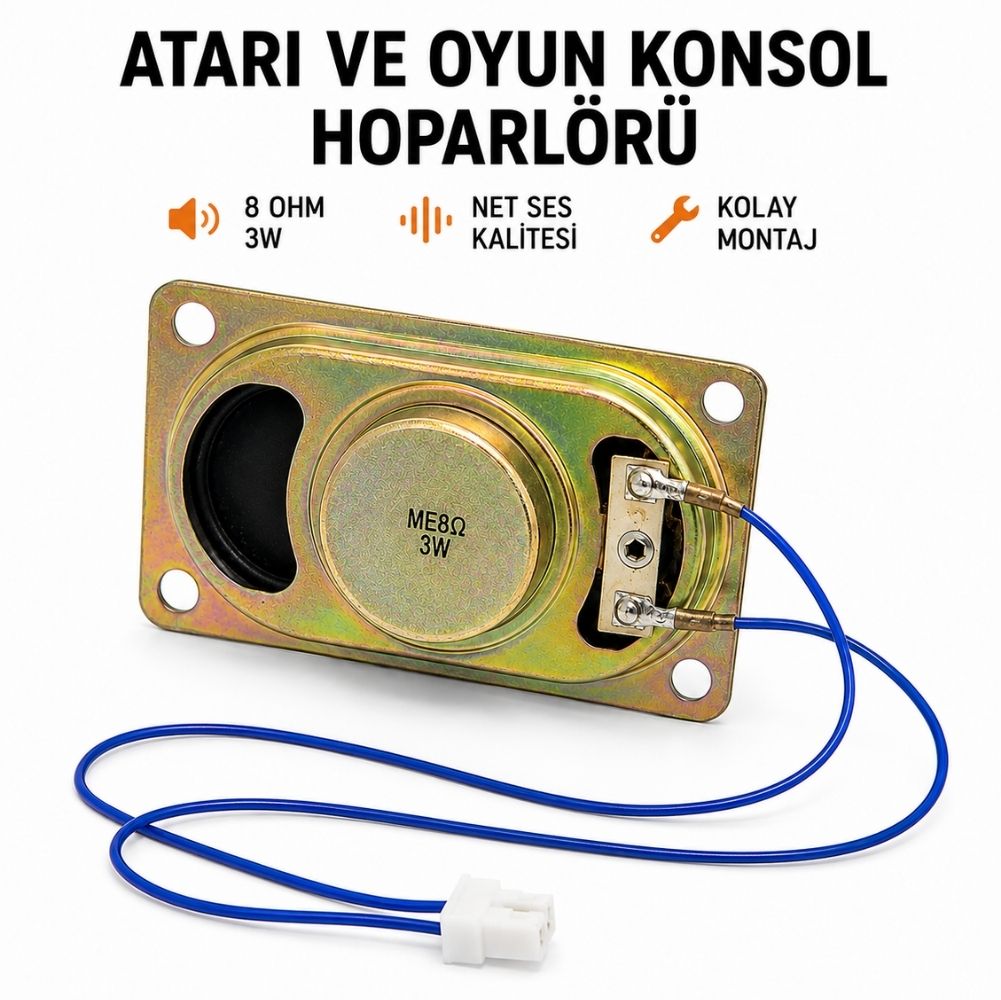 Atari ve Oyun Konsolu Hoparlörü 8 Ohm 3W Kablolu Retro Oyun Konsolu Hoparlör Yedek Parça