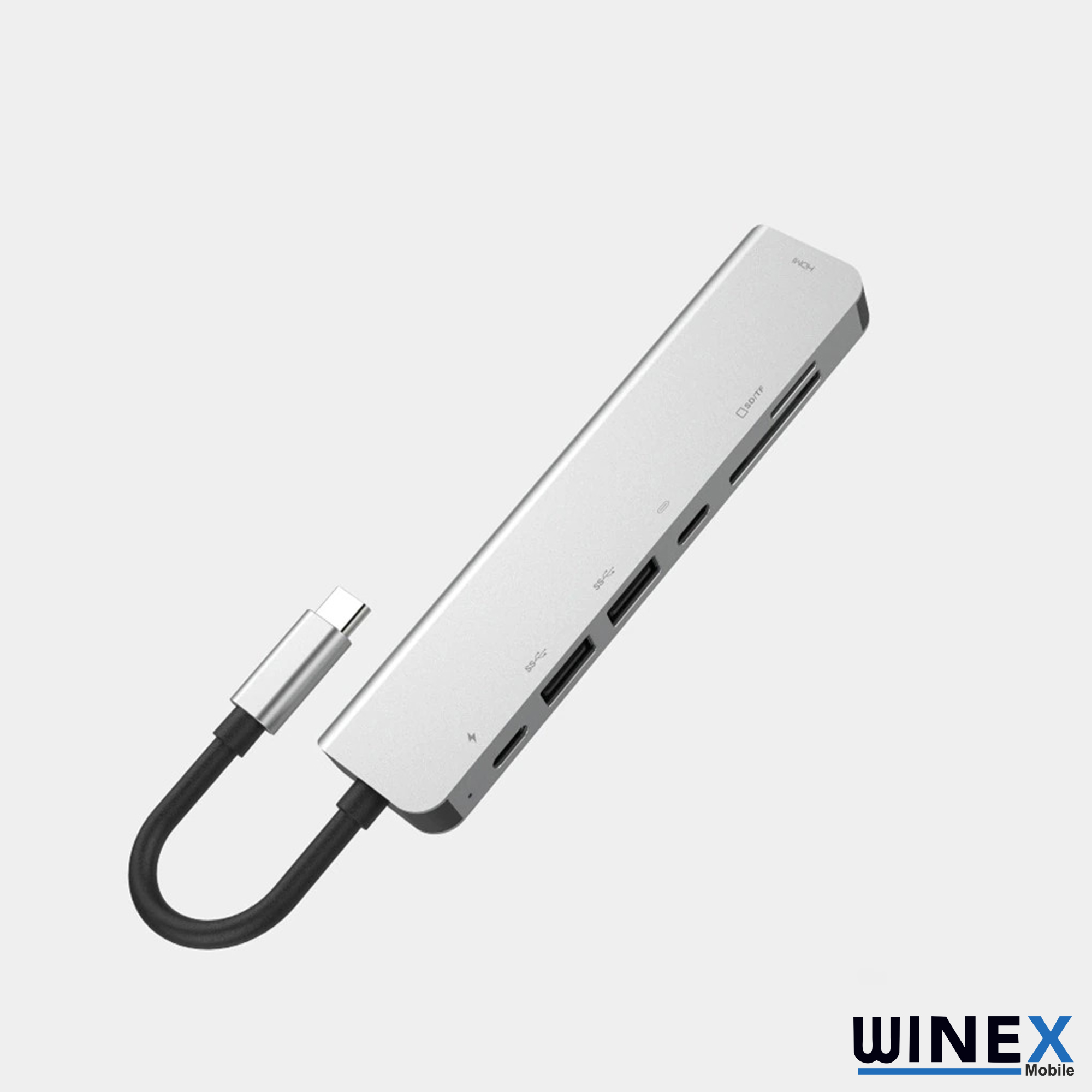Winex 7in1 USB Type-C Hub Port Adaptör 4K HDMI+UsbA+Sd/Tf Kart 100W PD Girişli YG2121
