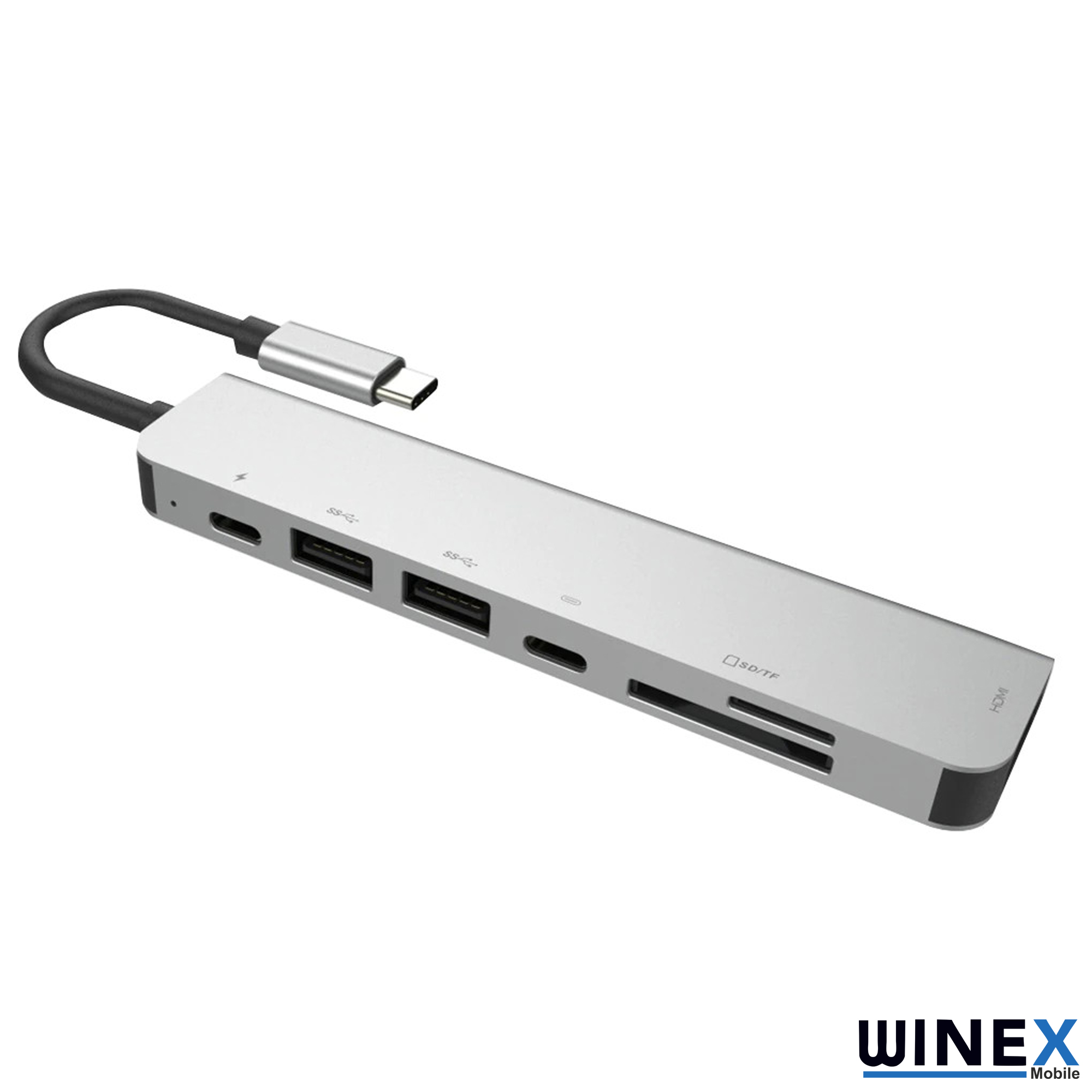 Winex 7in1 USB Type-C Hub Port Adaptör 4K HDMI+UsbA+Sd/Tf Kart 100W PD Girişli YG2121