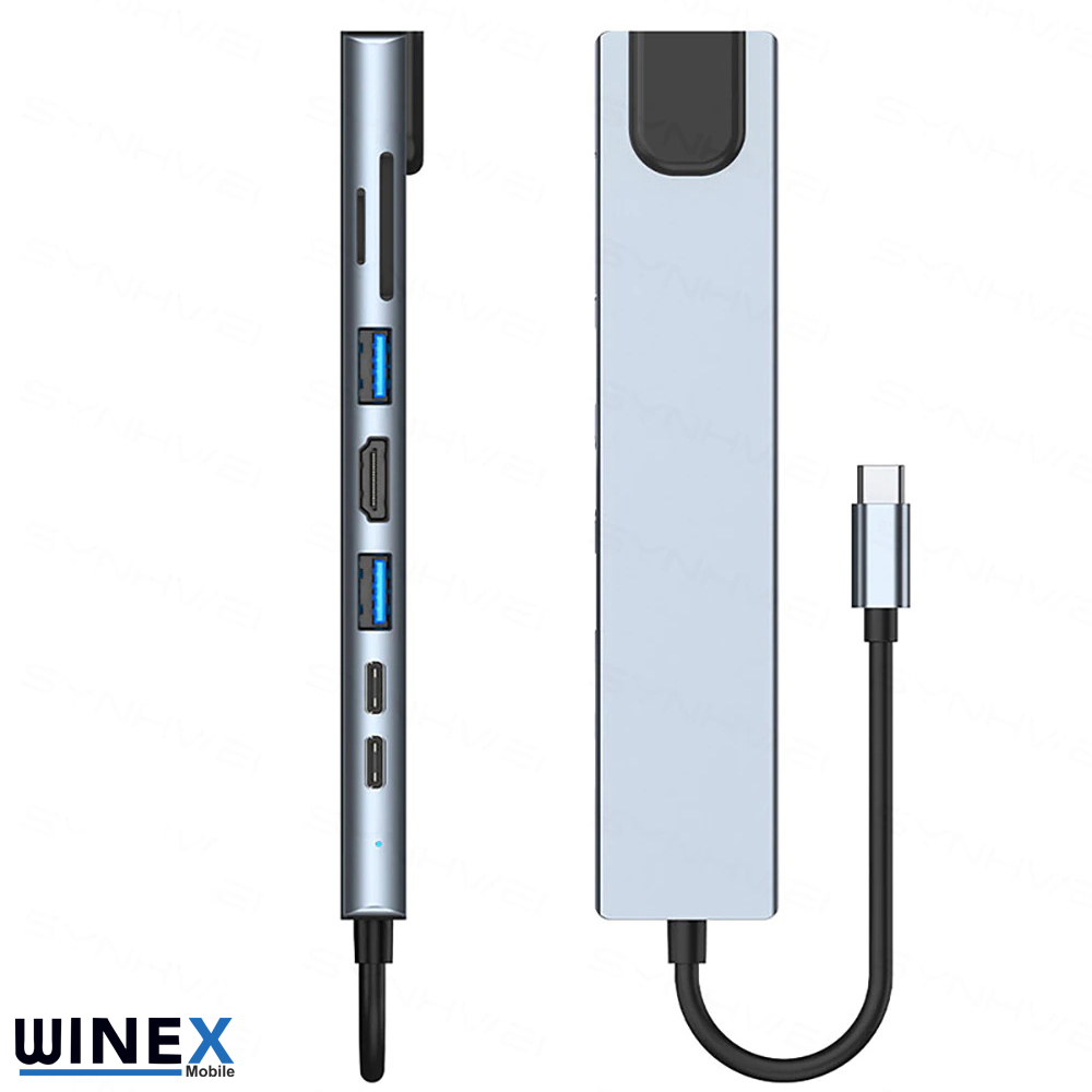 Winex 8in1 USB Type-C Hub Port Adaptör HDMI USB Ethernet 100W PD Girişli