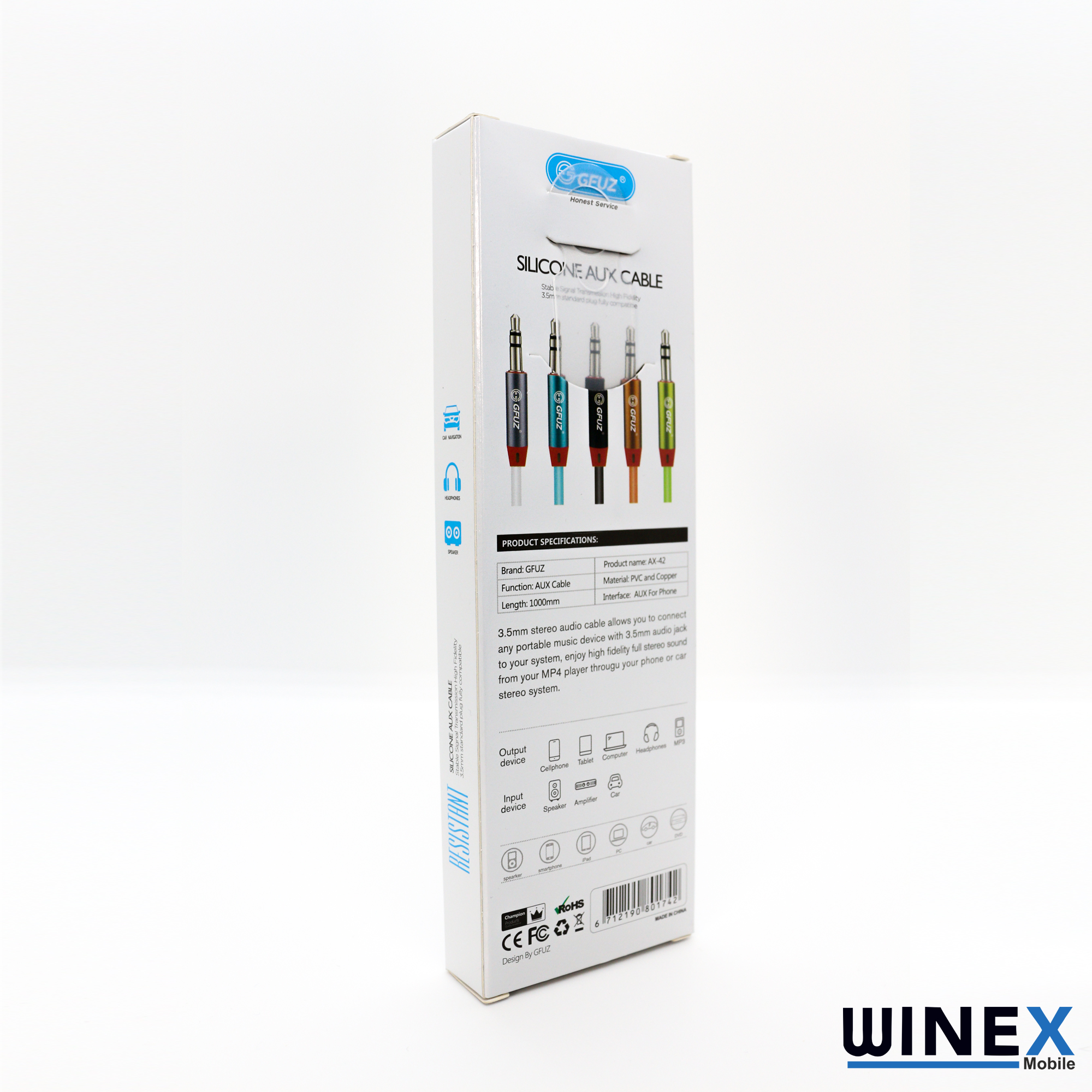 Winex AX42 Gfz 3.5mm Aux to Aux Kablo 1m Mavi