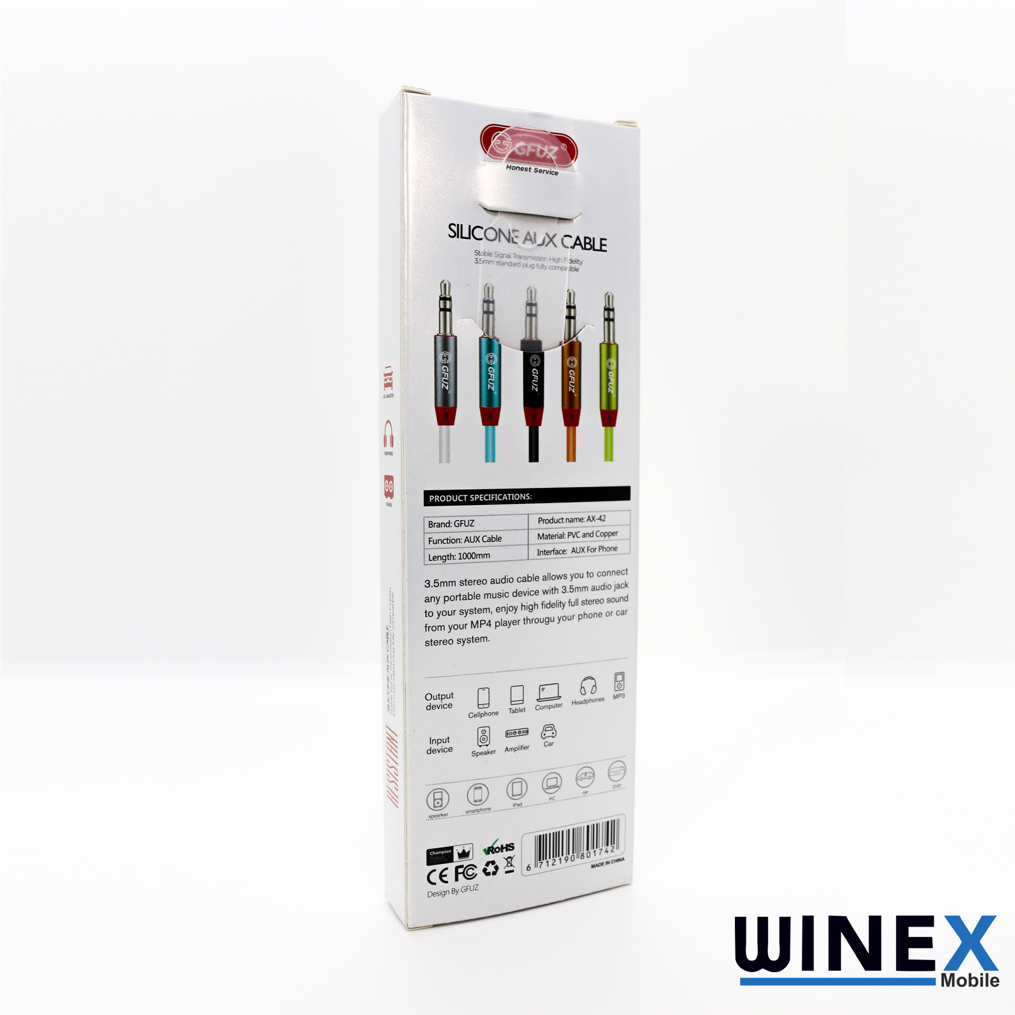 Winex AX42 Gfz 3.5mm Aux to Aux Kablo 1m Siyah