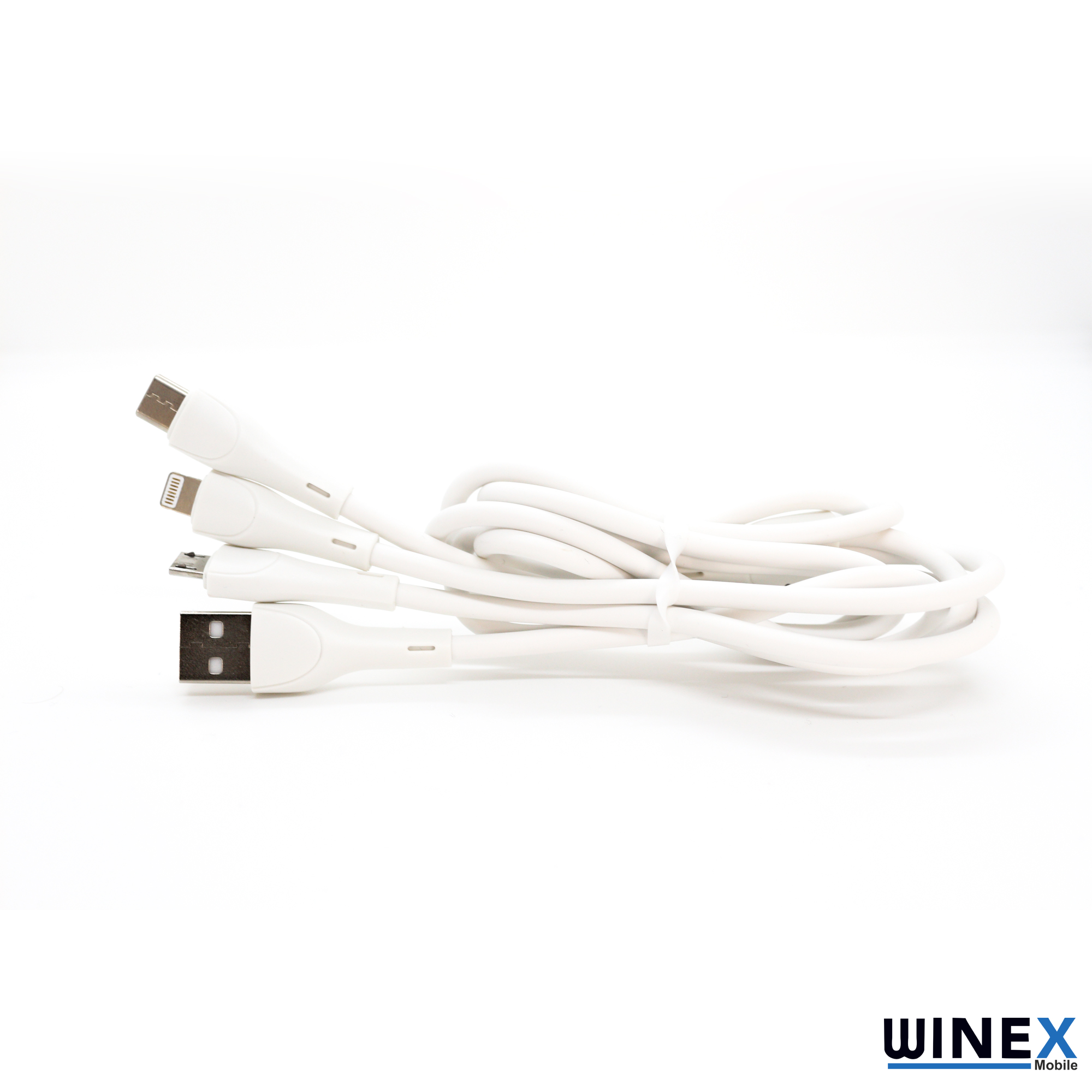 Winex CA107 Gfz 3in1 Micro, Lightning, Type-C Çıkışlı Data ve Şarj Kablosu 3.4A Beyaz