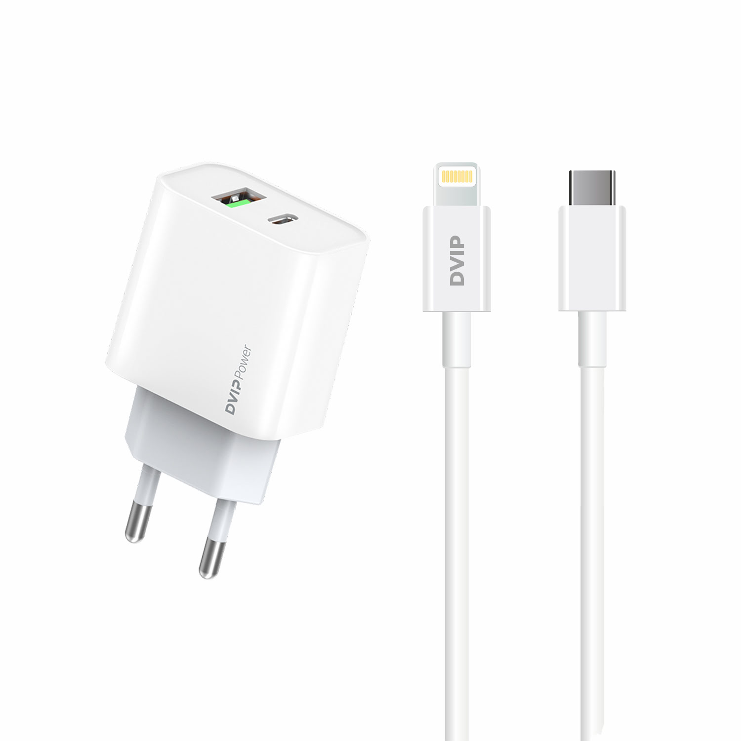 DVIP N35 Type-C to Lightning 2.4A Kablolu Hızlı Şarj Aleti Set Beyaz