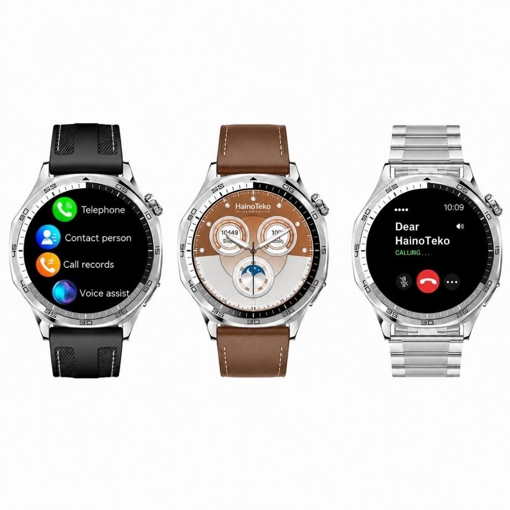 Haino Teko-33 Akıllı Saat Gümüş 1 Kasa 3 Değiştirilebilir Kordon  AMOLED Ekran Bluetooth Arama   
