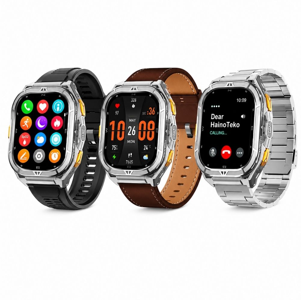 Haino Teko GPS-3 Amoled Ekran Bluetooth GPS Konumlu 3 Kordonlu 5 ATM Gümüş Kasa Akıllı Saat