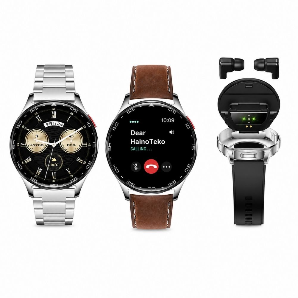 HainoTeko ST-7 Akıllı Saat BUDS Kulaklıklı 1 Kasa 3 Değiştirilebilir Kordon Bluetooth Gümüş Kasa