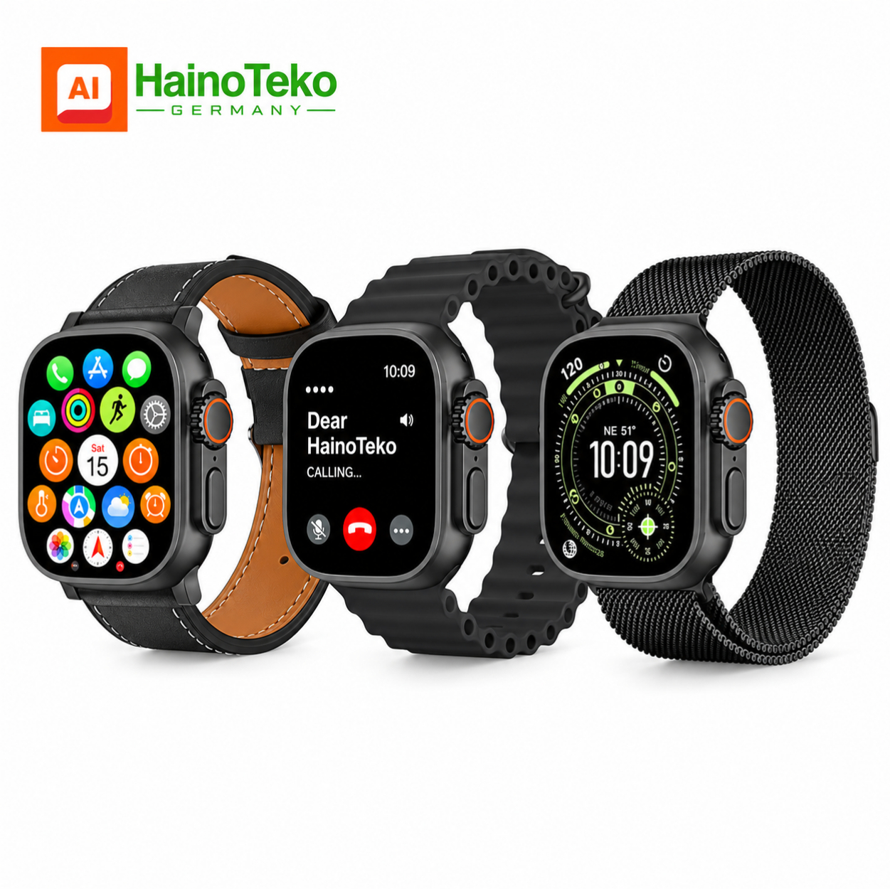 HainoTeko SIFLI-3 AI Yapay Zeka Asistanlı Akıllı Saat AMOLED  20 Gün Pil 3 Değiştirilebilir Kordon