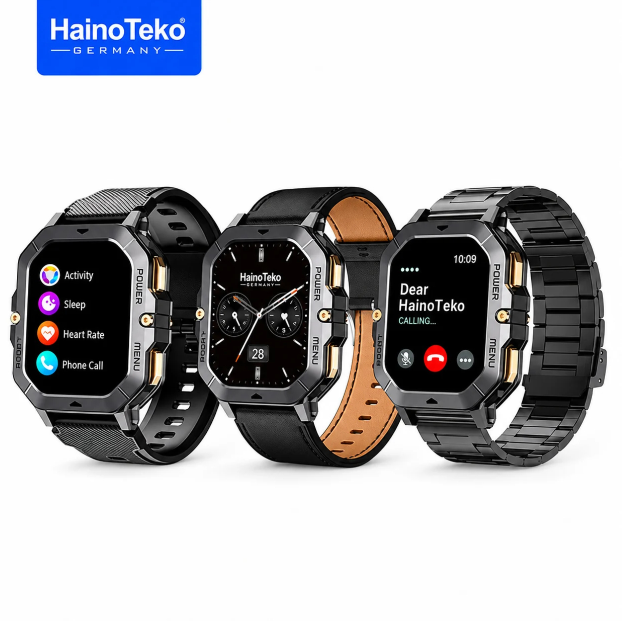 HainoTeko SQ-18 Akıllı Saat AMOLED AI Ses Asistanı DA GPT Bluetooth Arama 1ATM 10 Gün 3 Kordon Set