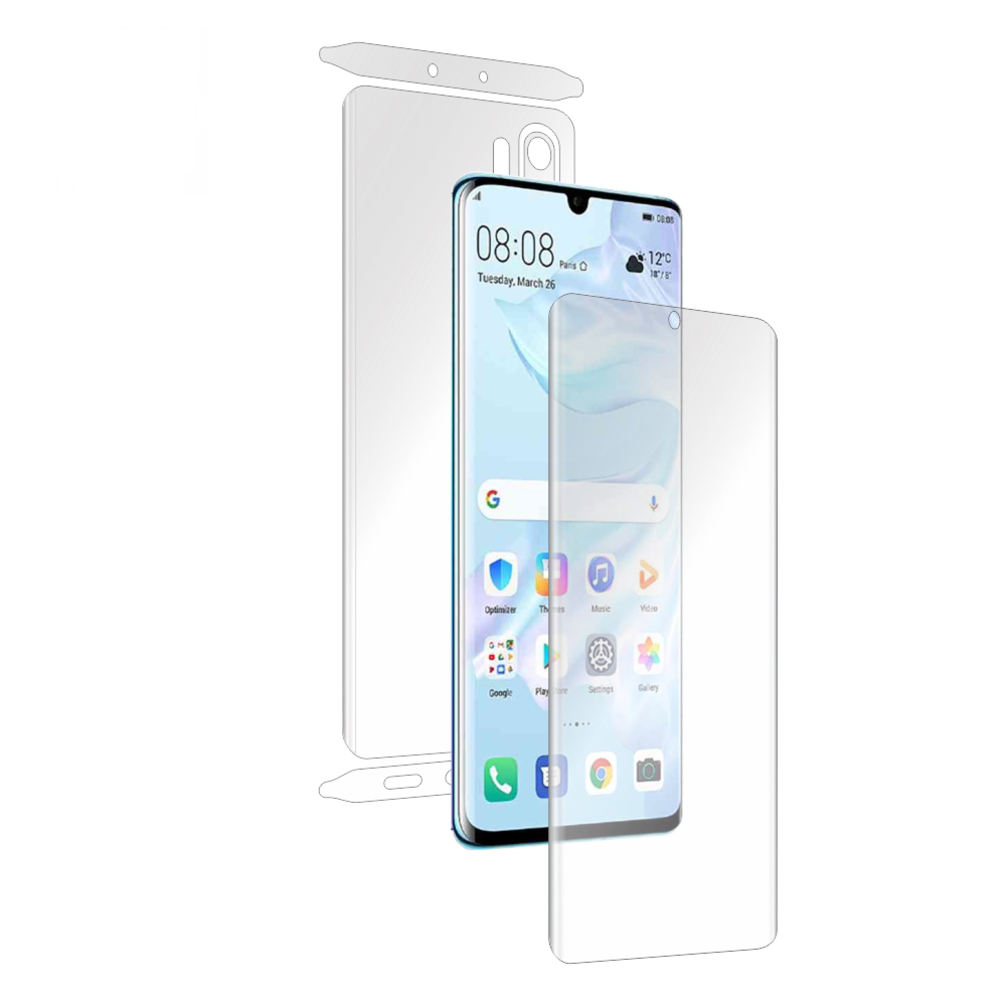 Huawei Mate 20 Pro İle Uyumlu Ön-Arka 360 Fullbody Darbe Emici Kaplama ve Hd Ekran Koruyucu